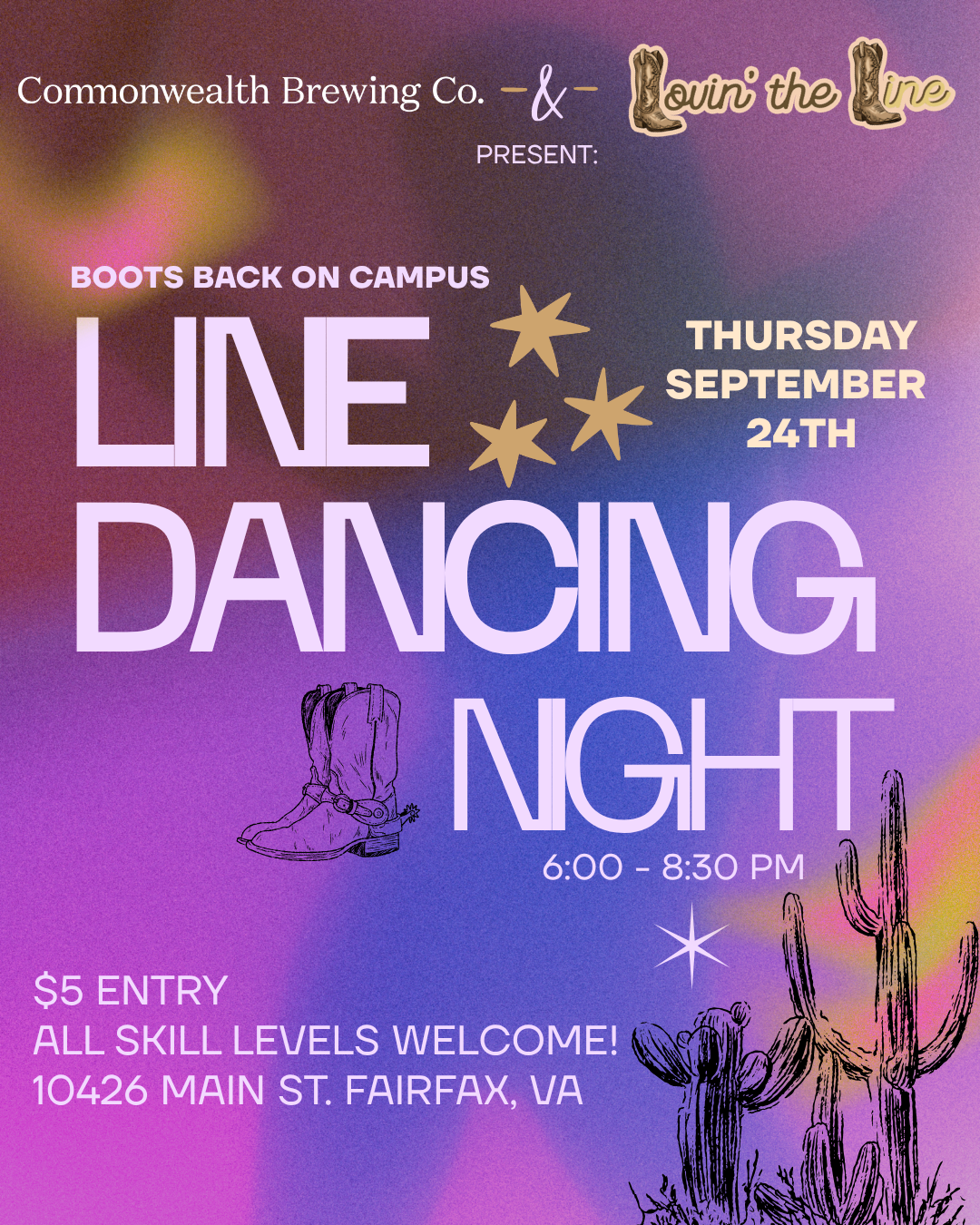 Boots Back on Campus Line Dancing Night - Commonwealth Brewing Co
