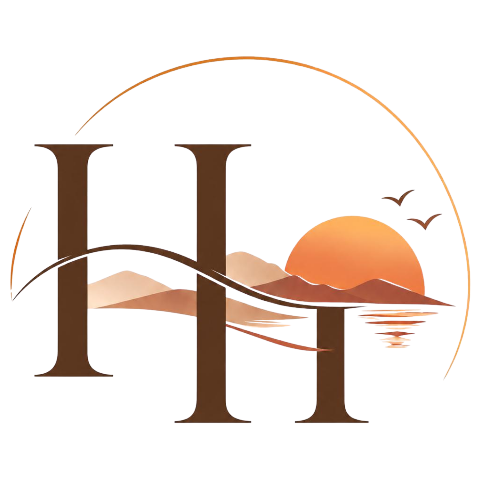 Stylized logo with large brown letter 'I' and red, orange, purple, and beige elements