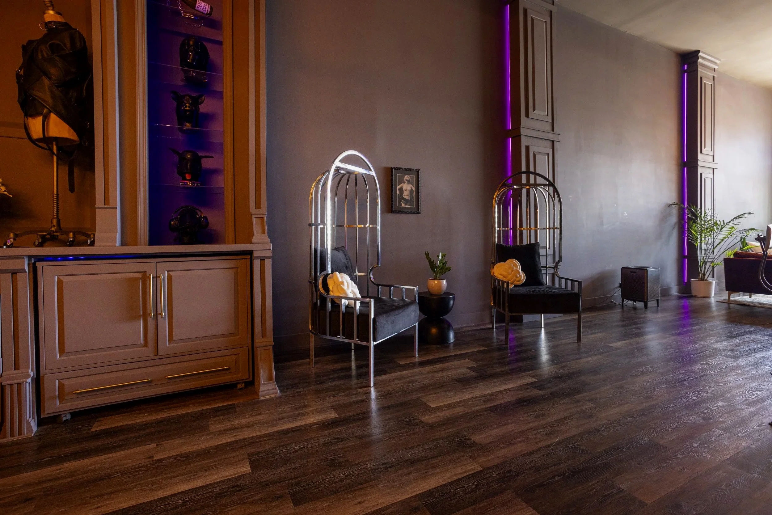 High back metal chairs in lounge