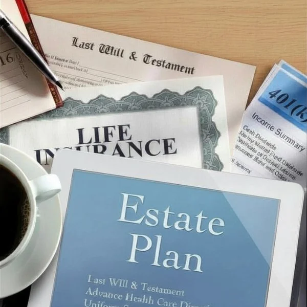 Estate plan and life insurance documents representing legacy organizing and life details services in Brentwood TN