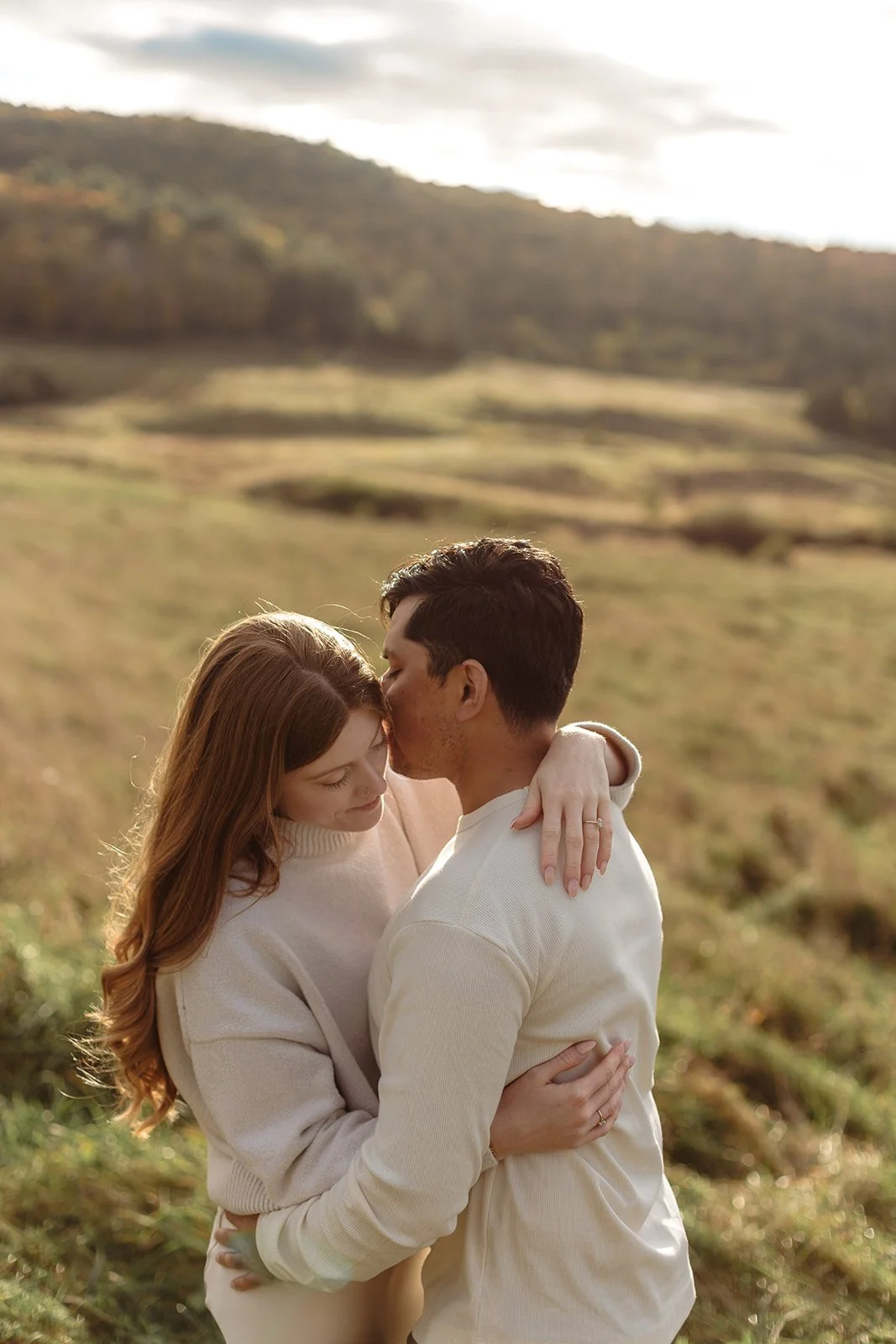 Engaged couple in Gatineau Park in Chelsea, Quebec