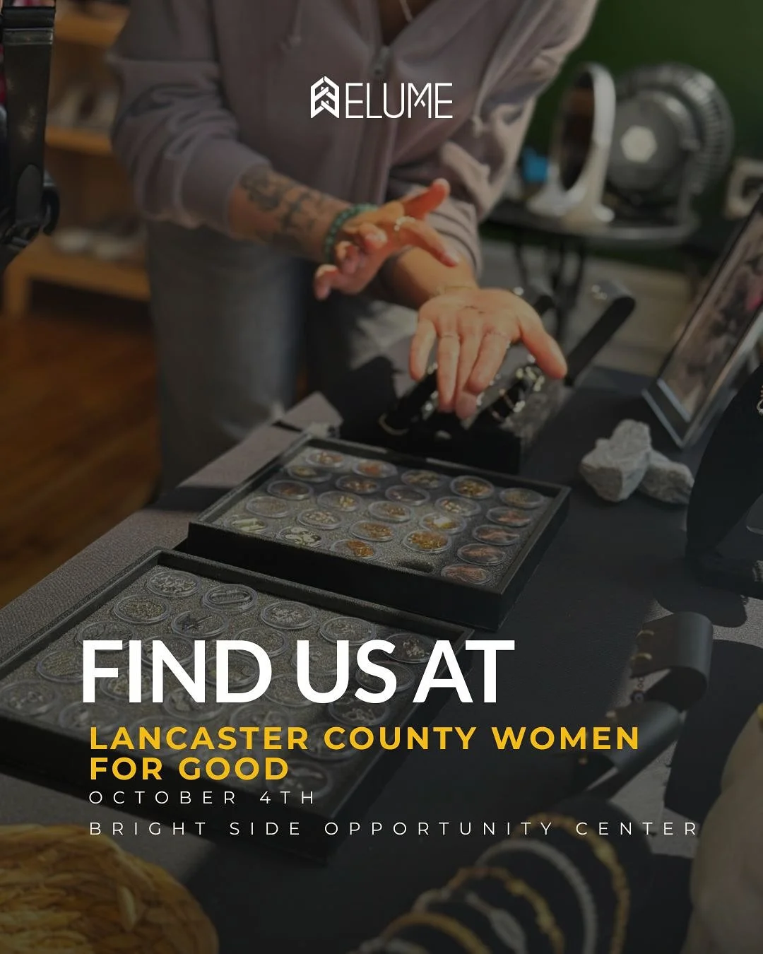 Excited to be amongst fellow businesses, social enterprises, and nonprofits at the EmpowHer Market!
This Saturday October 4th
11am-4pm
Bright Side Opportunity Center
Come shop and connect with other vendors!
@lancowomenforgood 
#ELUME #elumethewa