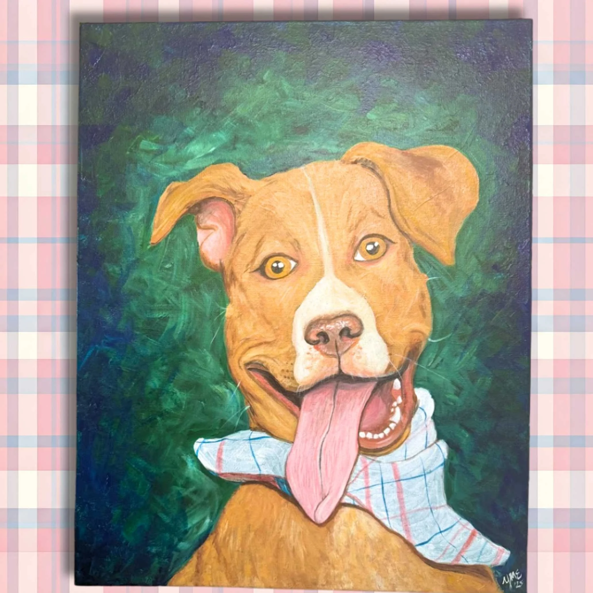 Dog portrait painted by local Charleston SC artist, Yvette Michelle Elam