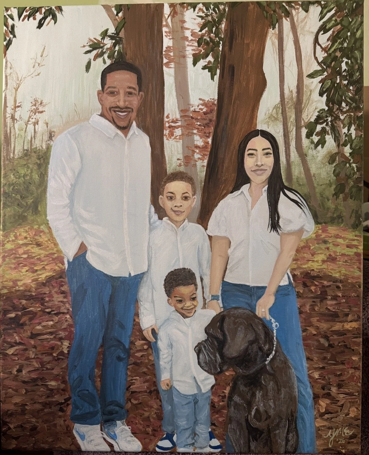 Commissioned family portrait painted by Yvette Michelle Elam