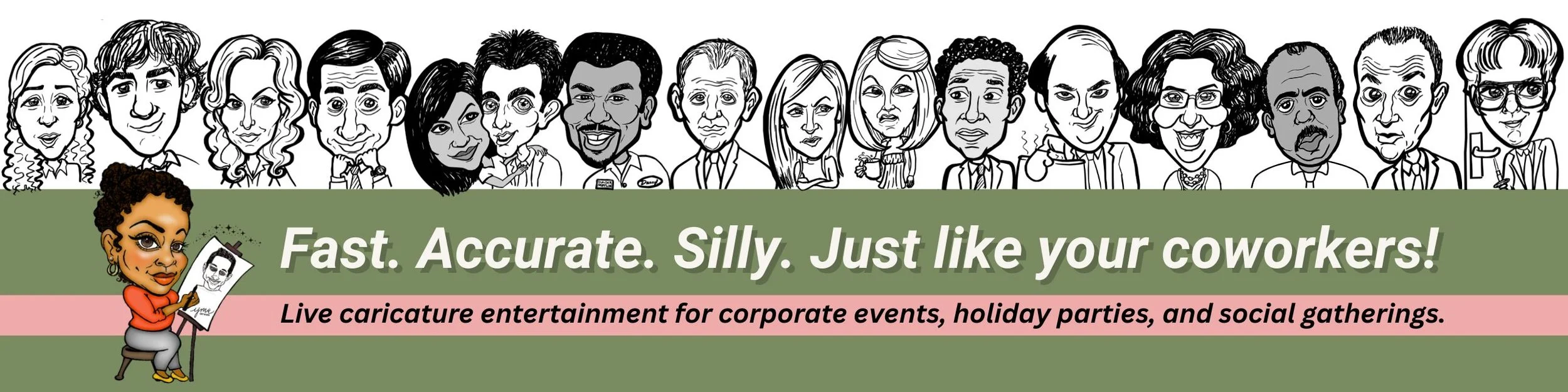 Live Caricature Drawing in Charleston, South Carolina for corporate events.