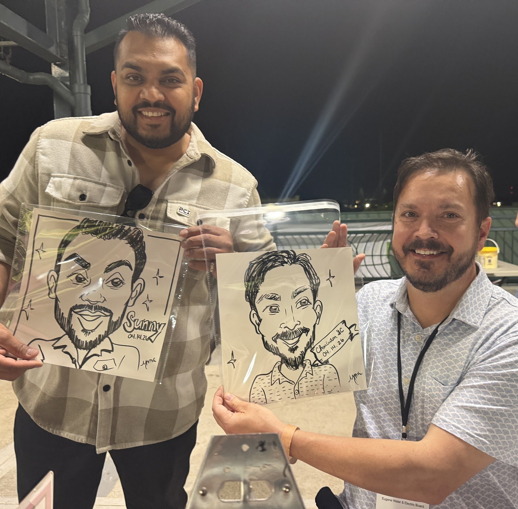 Caricatures at Riverdogs Stadium by YME.JPG