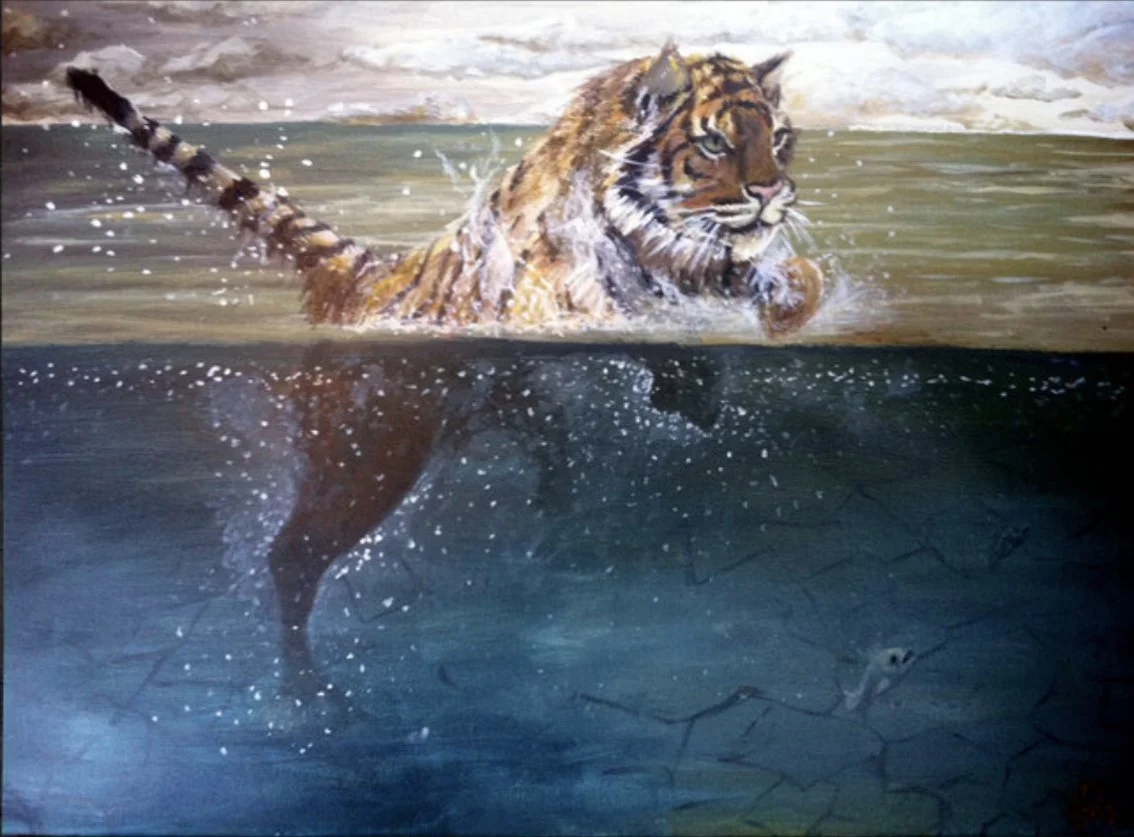 tiger swimming animal painting YME.PNG
