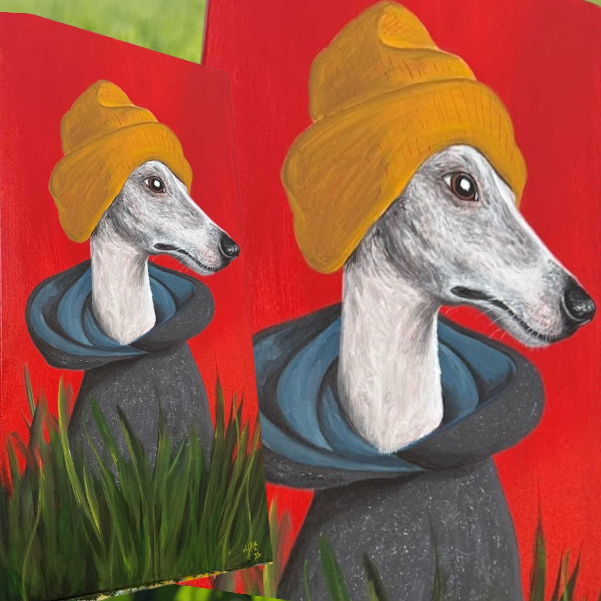 Dog portrait painted by local Charleston SC artist, Yvette Michelle Elam