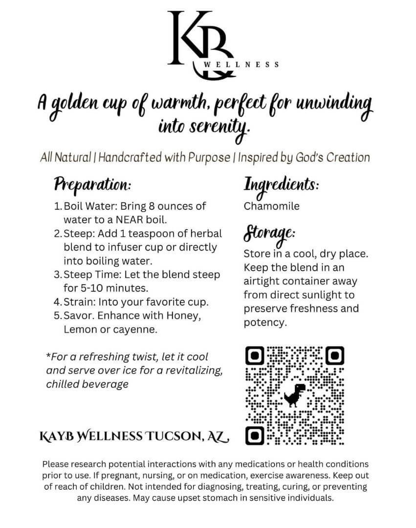 Just~ Chamomile back label.