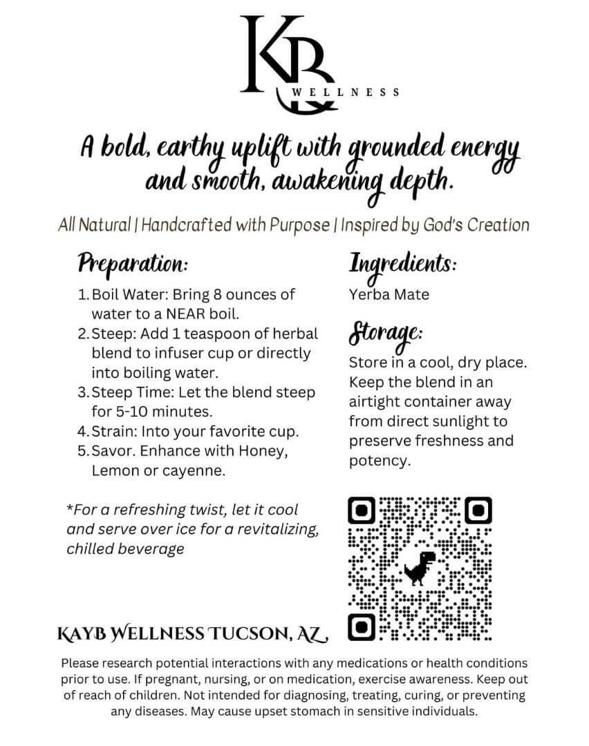 Just~ Yerba Mate back label.