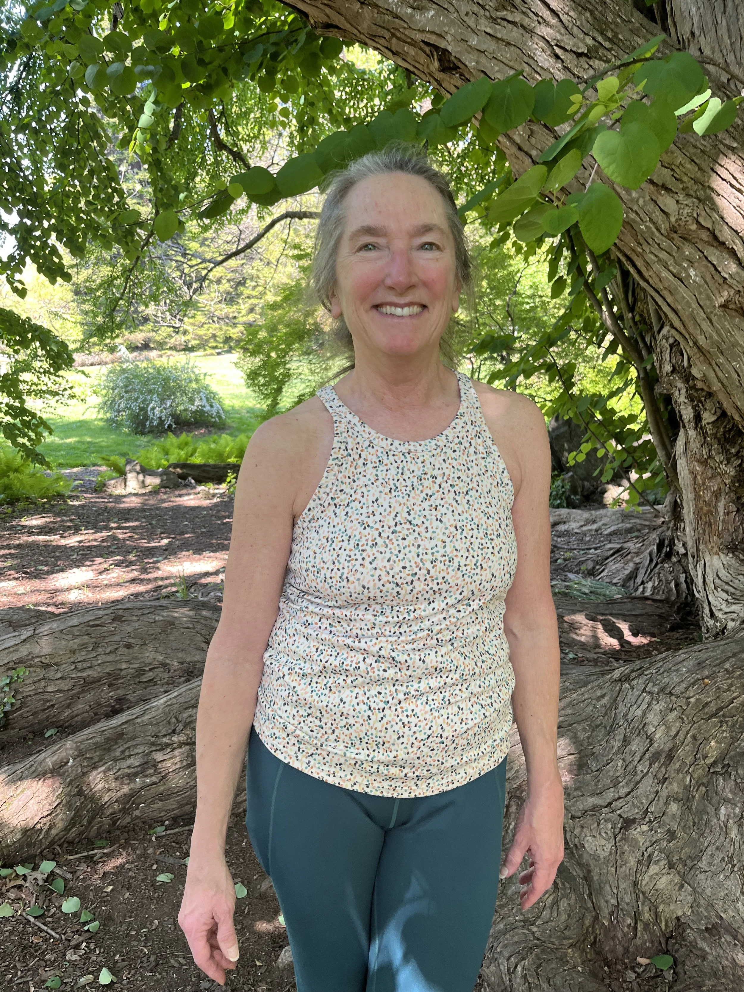 Mary Campbell outside at Morris Arboretum