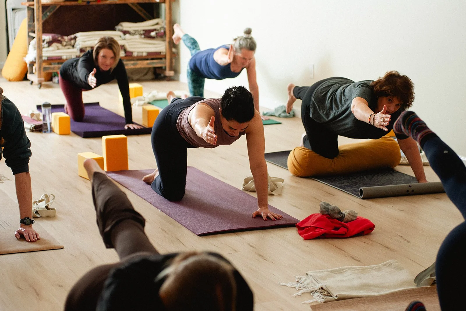 Yogis in Birddog position.