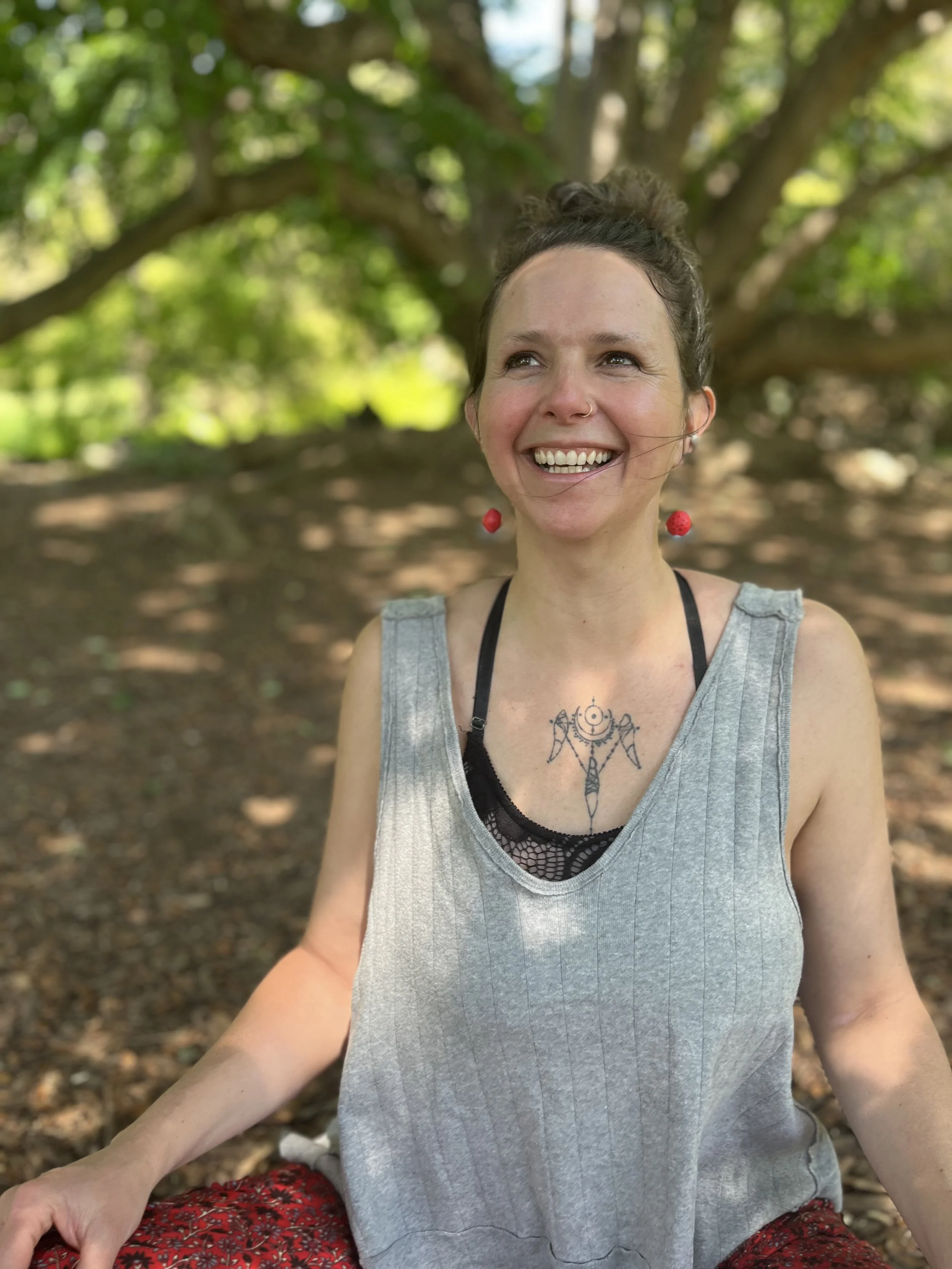 Meghan Dwyer under the great Katsura trees at Morris Arboretum