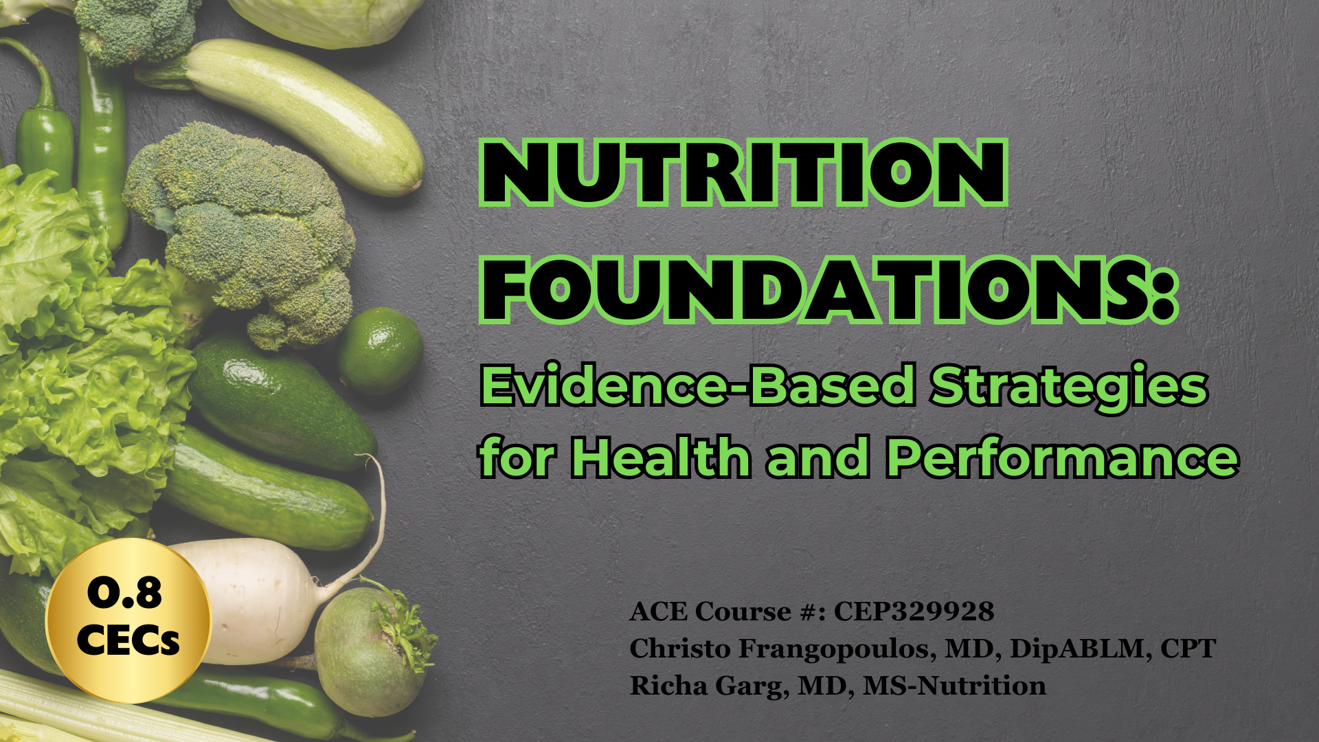 Lifestyle medicine-based nutrition course for personal trainers seeking ACE recertification.