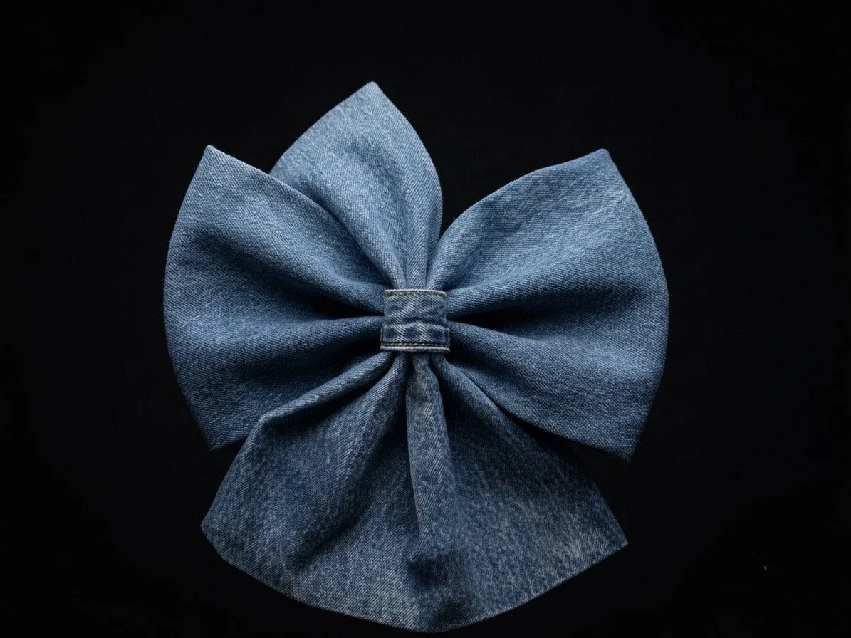 Denim Bow Brooch (Jumbo)