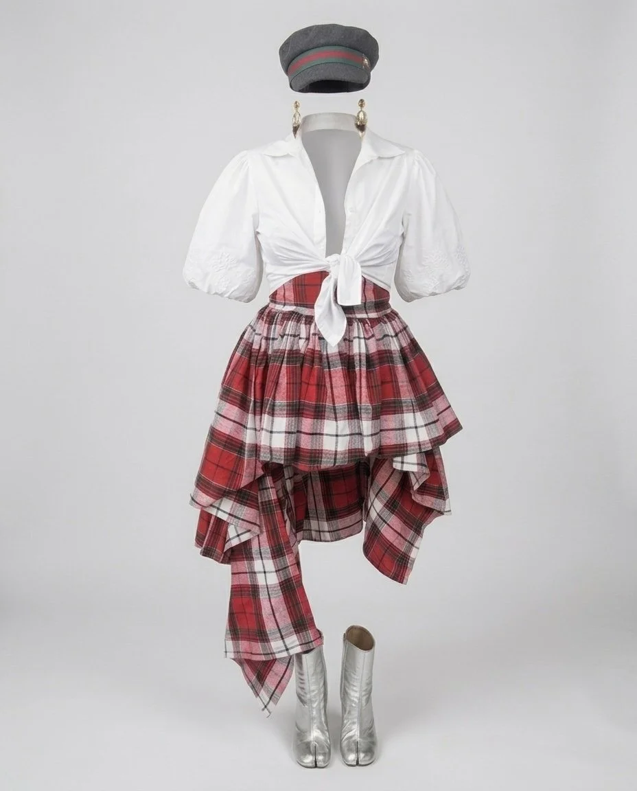 Plaid Balloon Skirt
