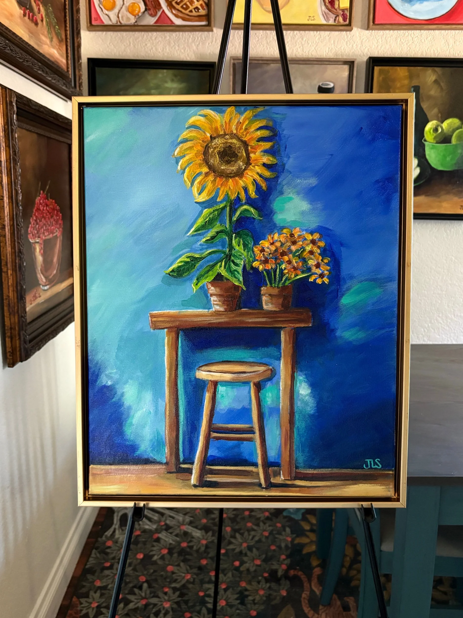 Sunflowers in Blue 16 x 20”