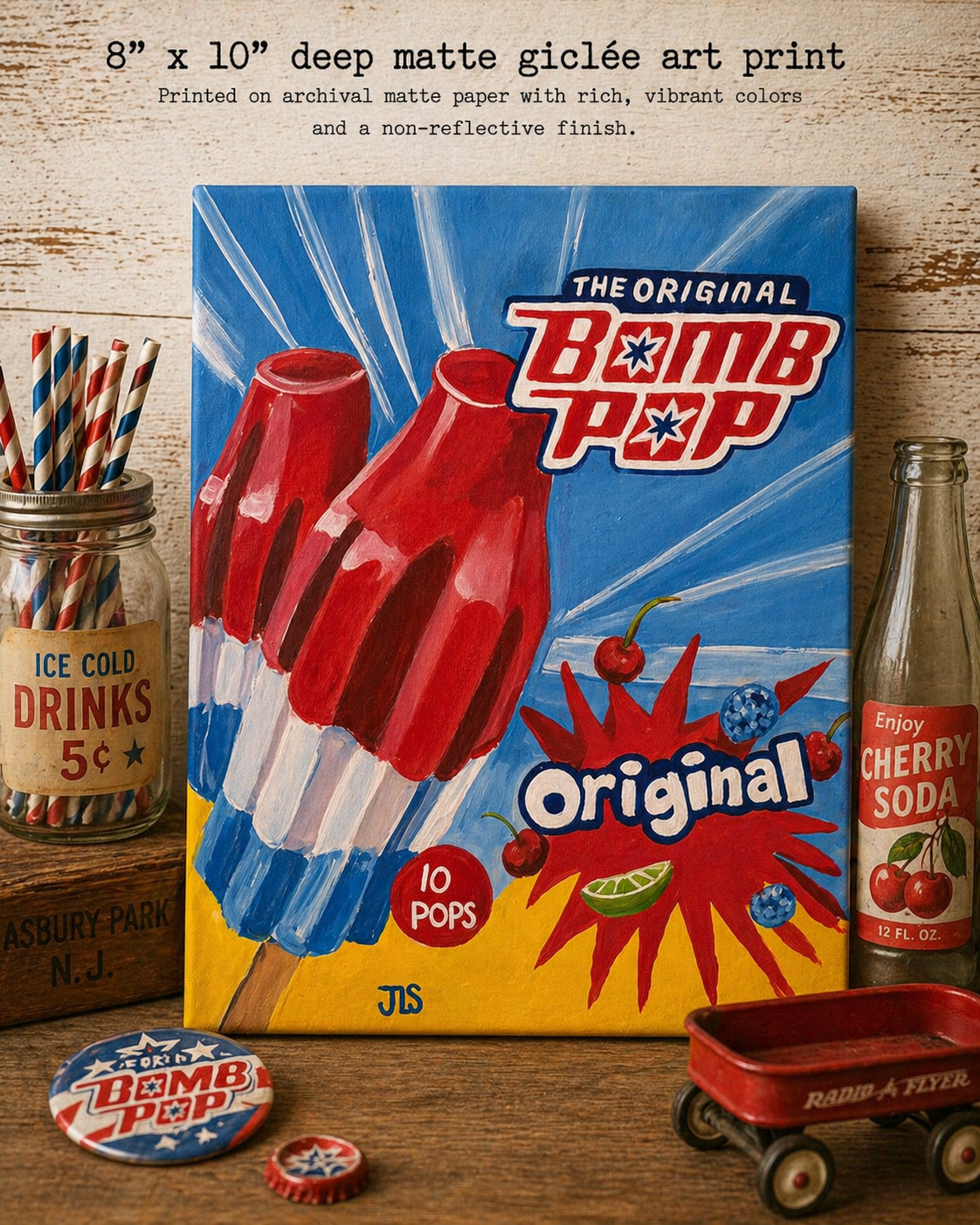 Giclee Fine Art Print Bomb Pops 8 x 10” FREE SHIPPING