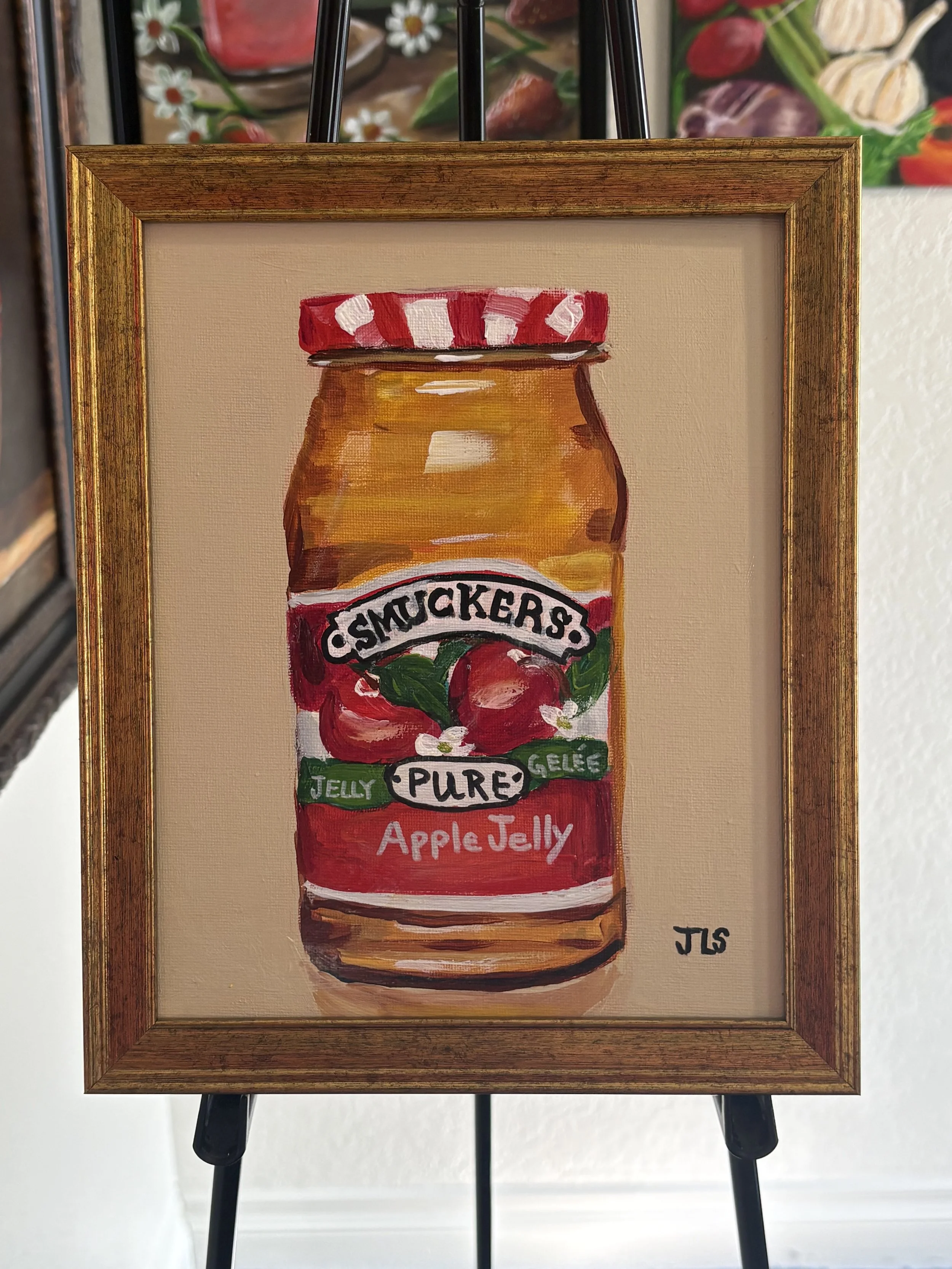 Smucker’s Apple Jelly PAINTING  8 x 10” framed, Free Shipping