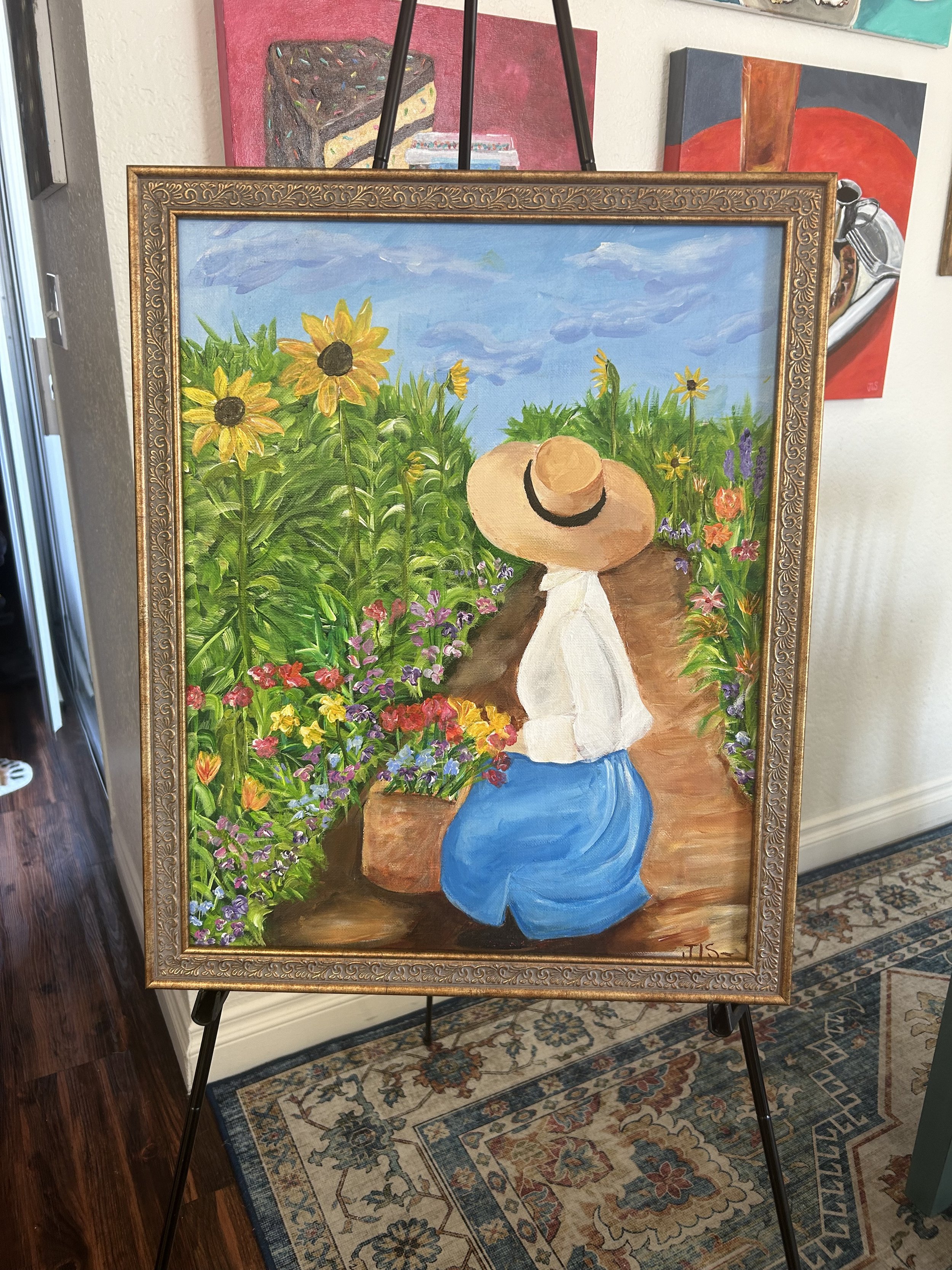 floral painting vibrant colors and sunflowers