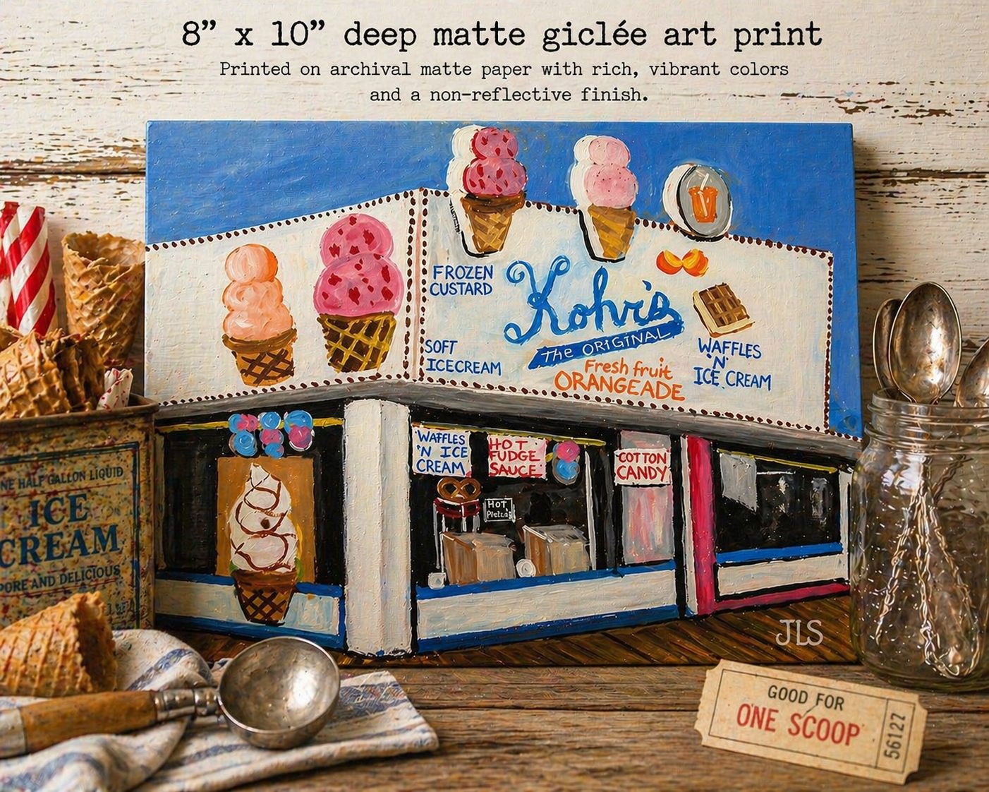 Fine Art Print Kohr’s Ice Cream, Seaside Heights NJ, Matte Finish 8 x 10” FREE SHIPPING