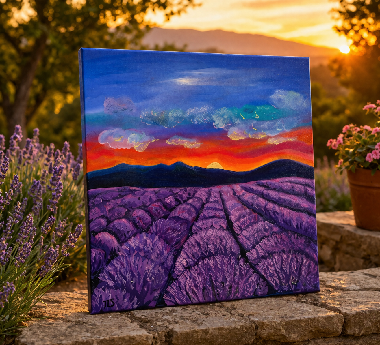 Lavender Field At Sunset