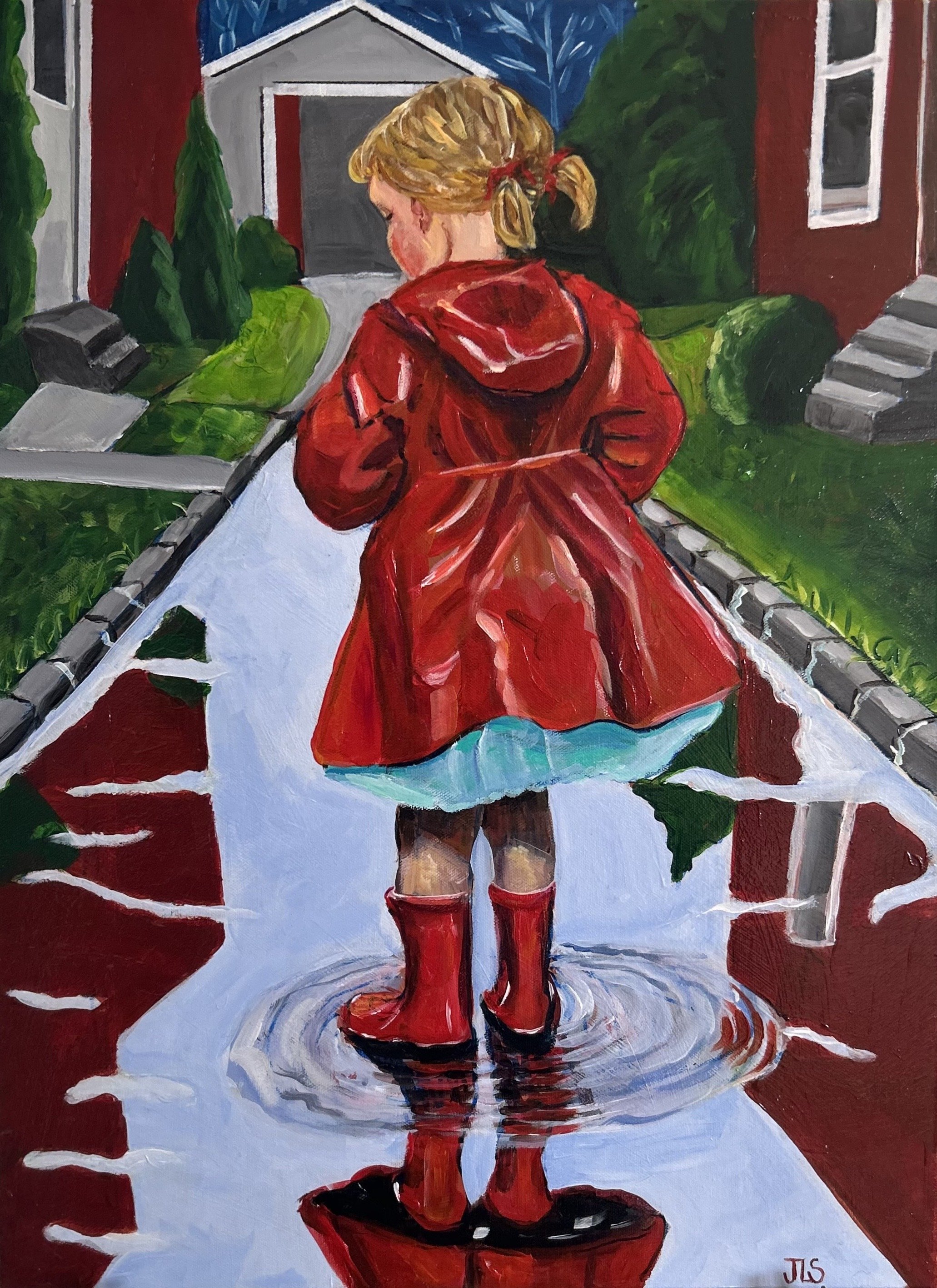 Girl in raincoat print