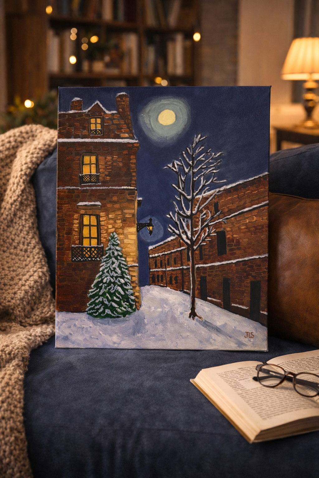 Quiet Street Under Winter Moonlight