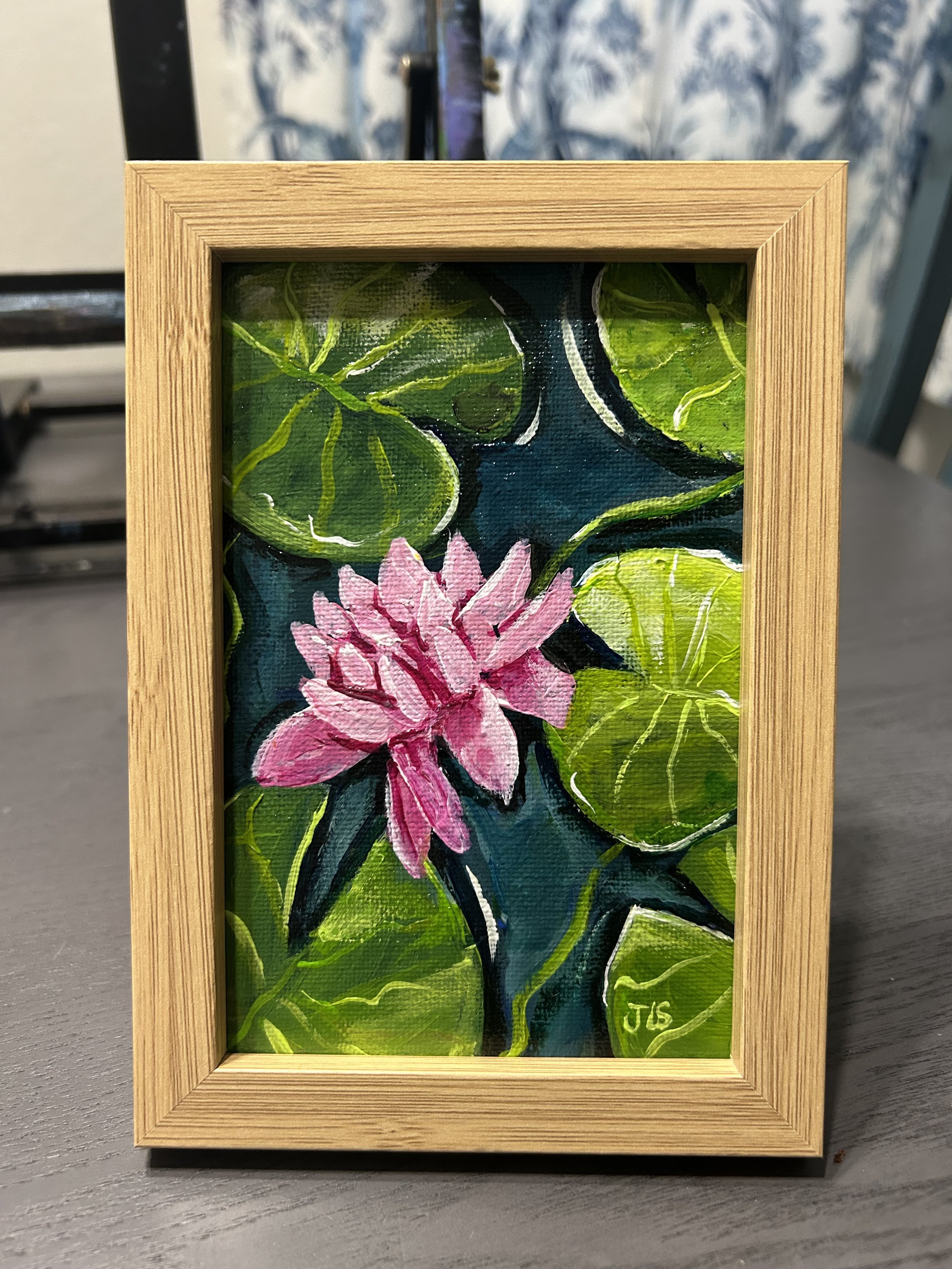 Floral classic still life artwork green and pink