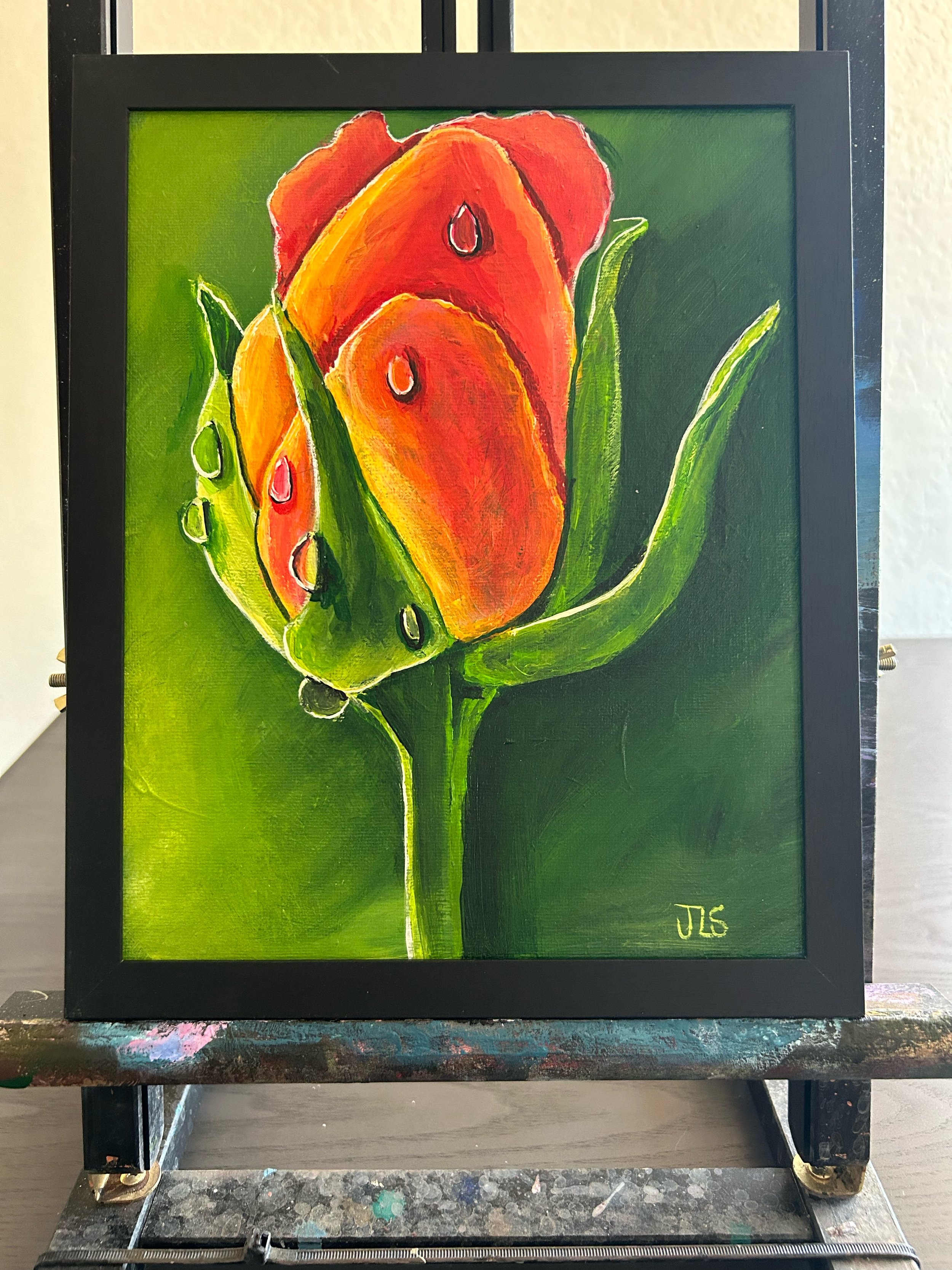 Floral classic still life artwork pink and orange