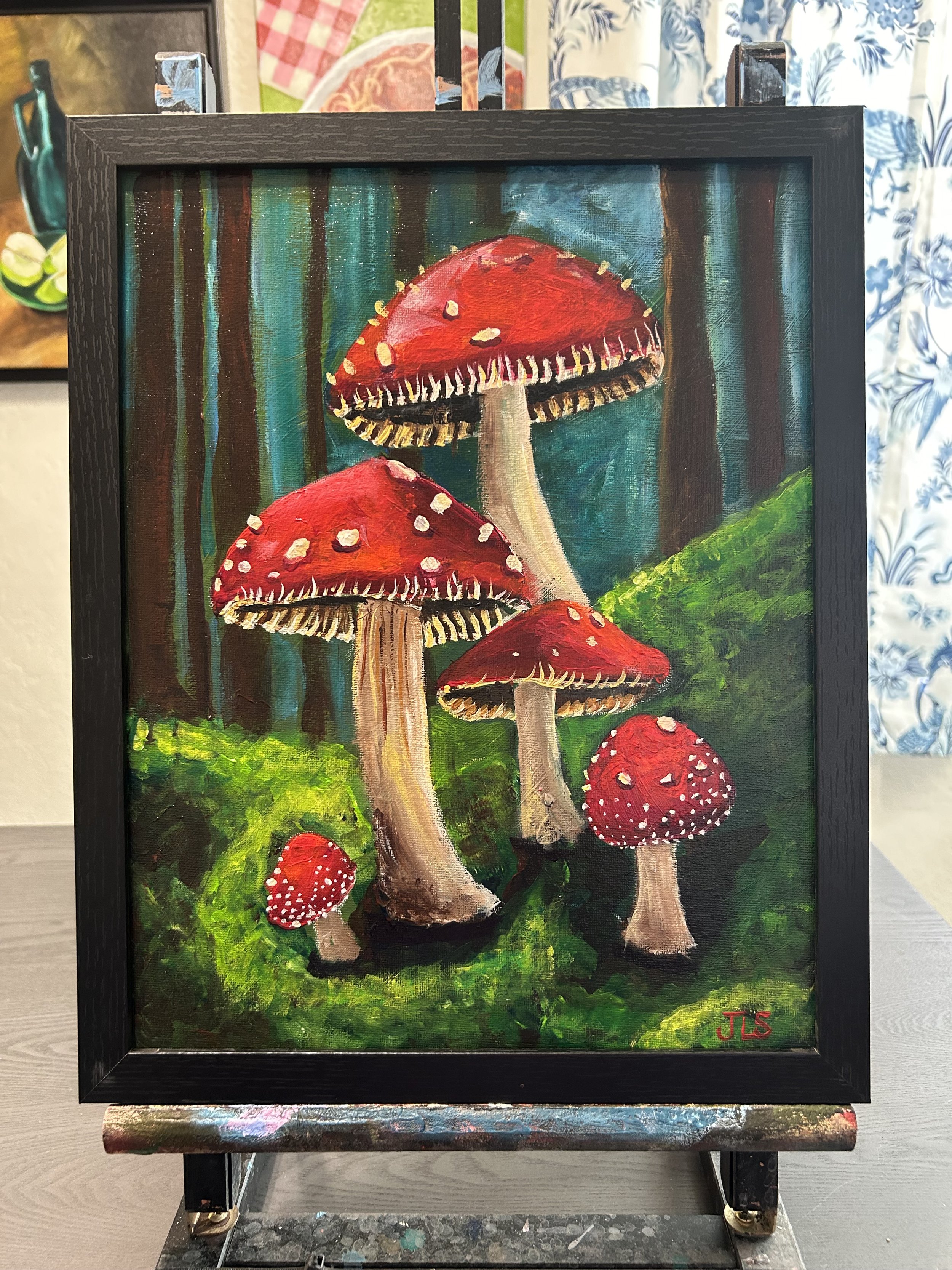 Hand painted nature art mushrooms