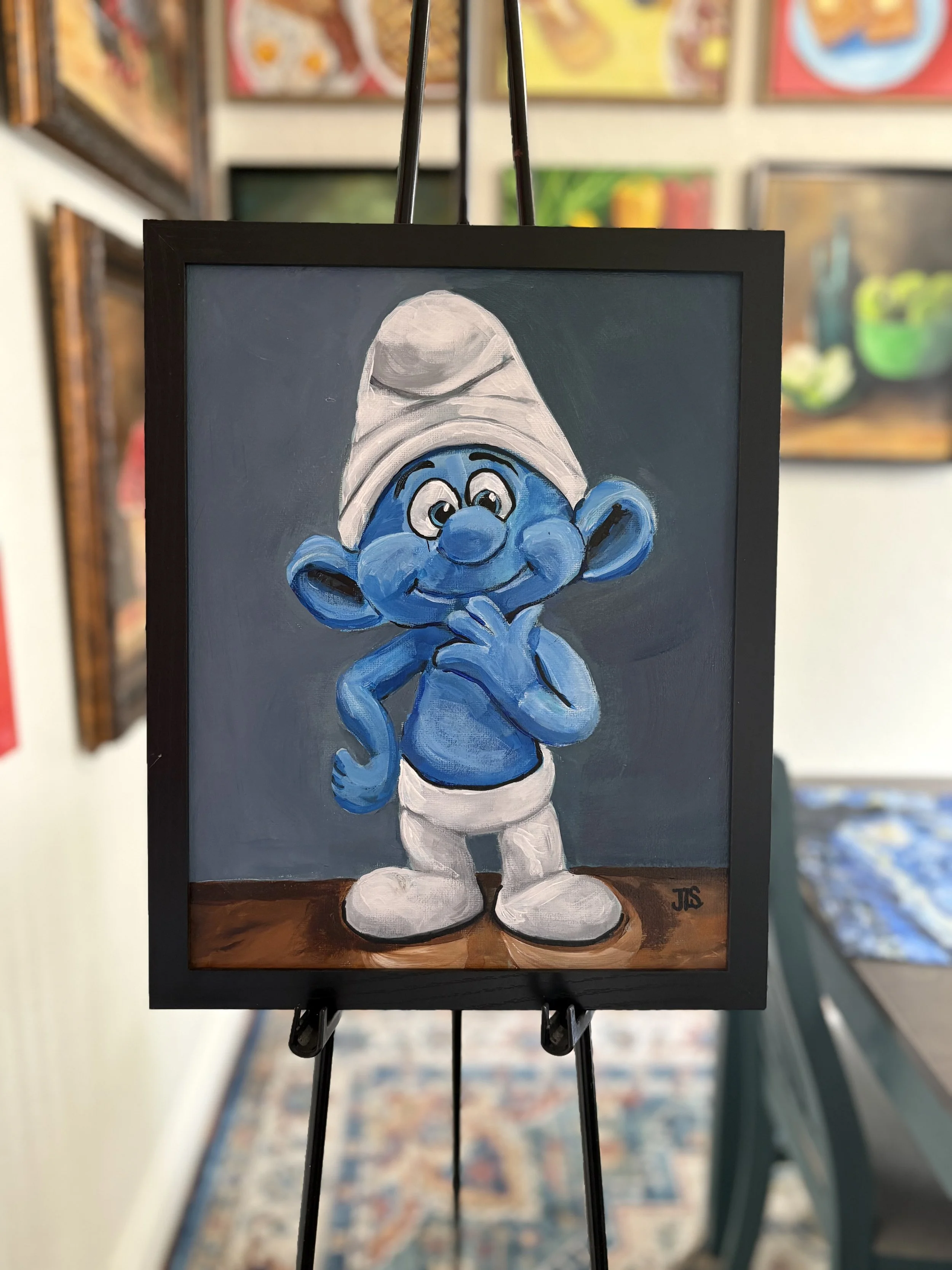 Smurf Painting 11 x 14” Framed, FREE SHIPPING