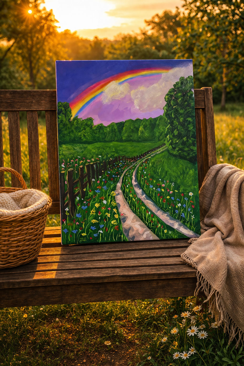 Rainbow and Flowers