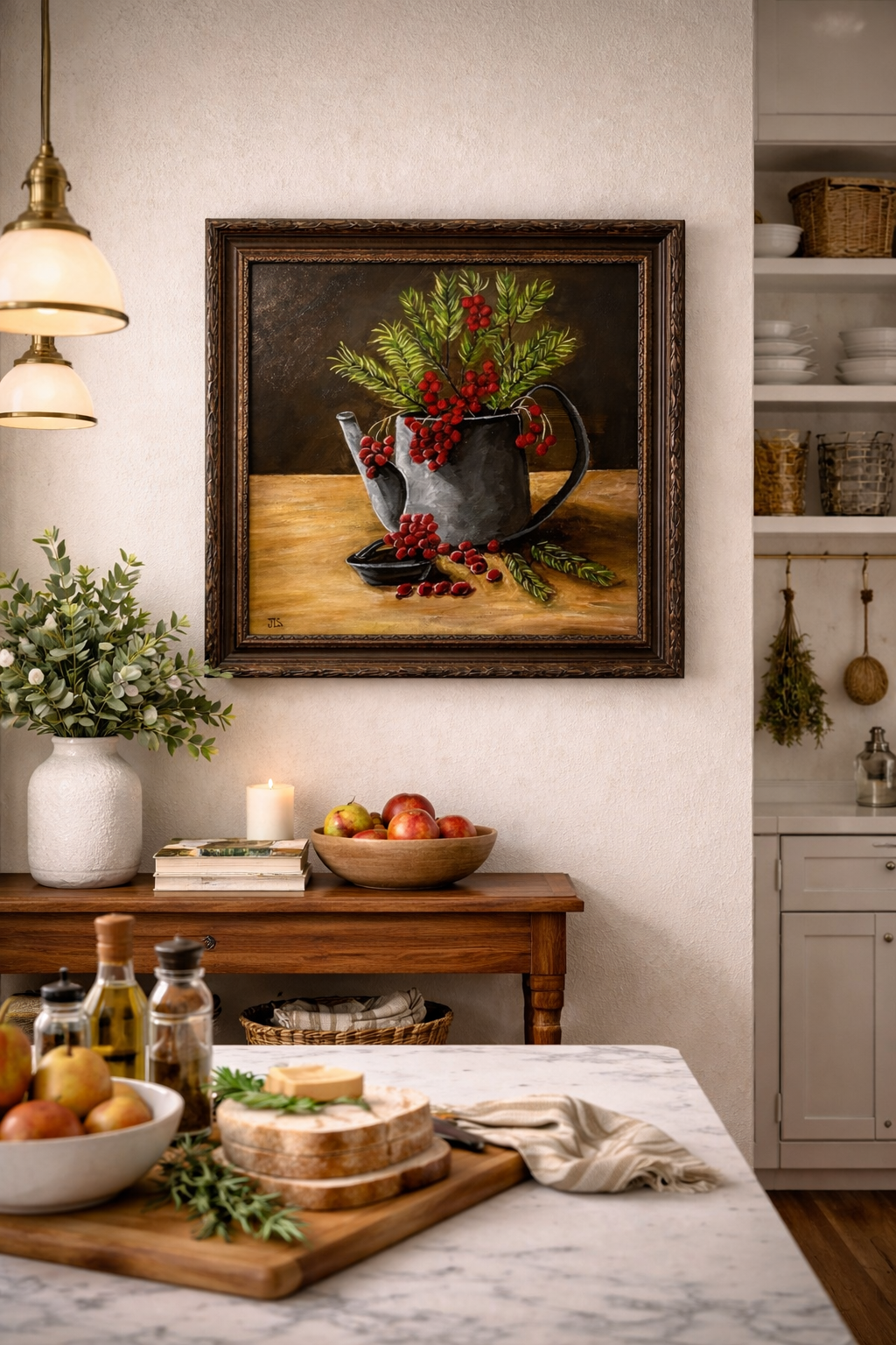 Winter Berries and Evergreen