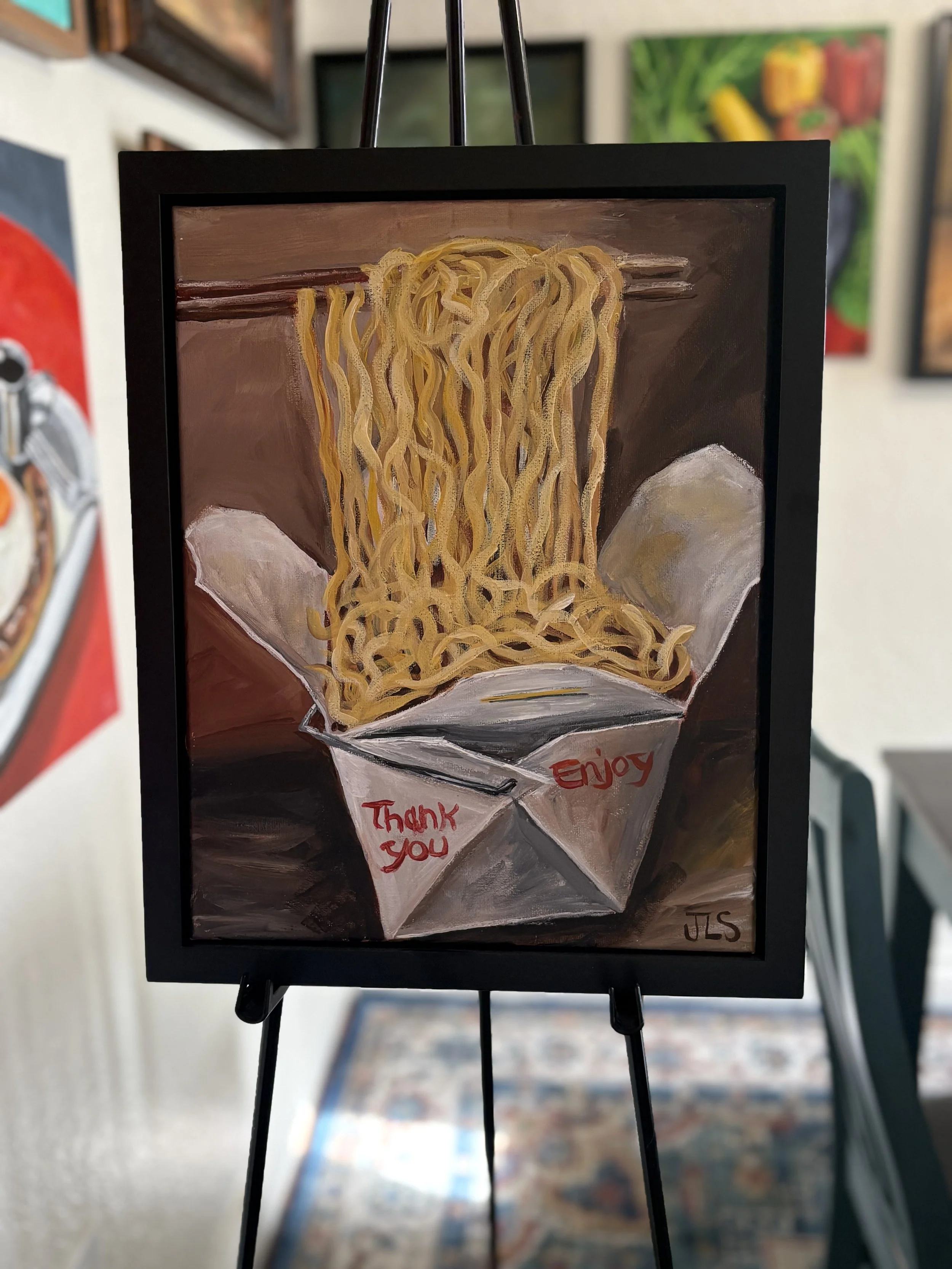 Chinese Takeout Food Painting, Framed 11” x 14” FREE SHIPPING