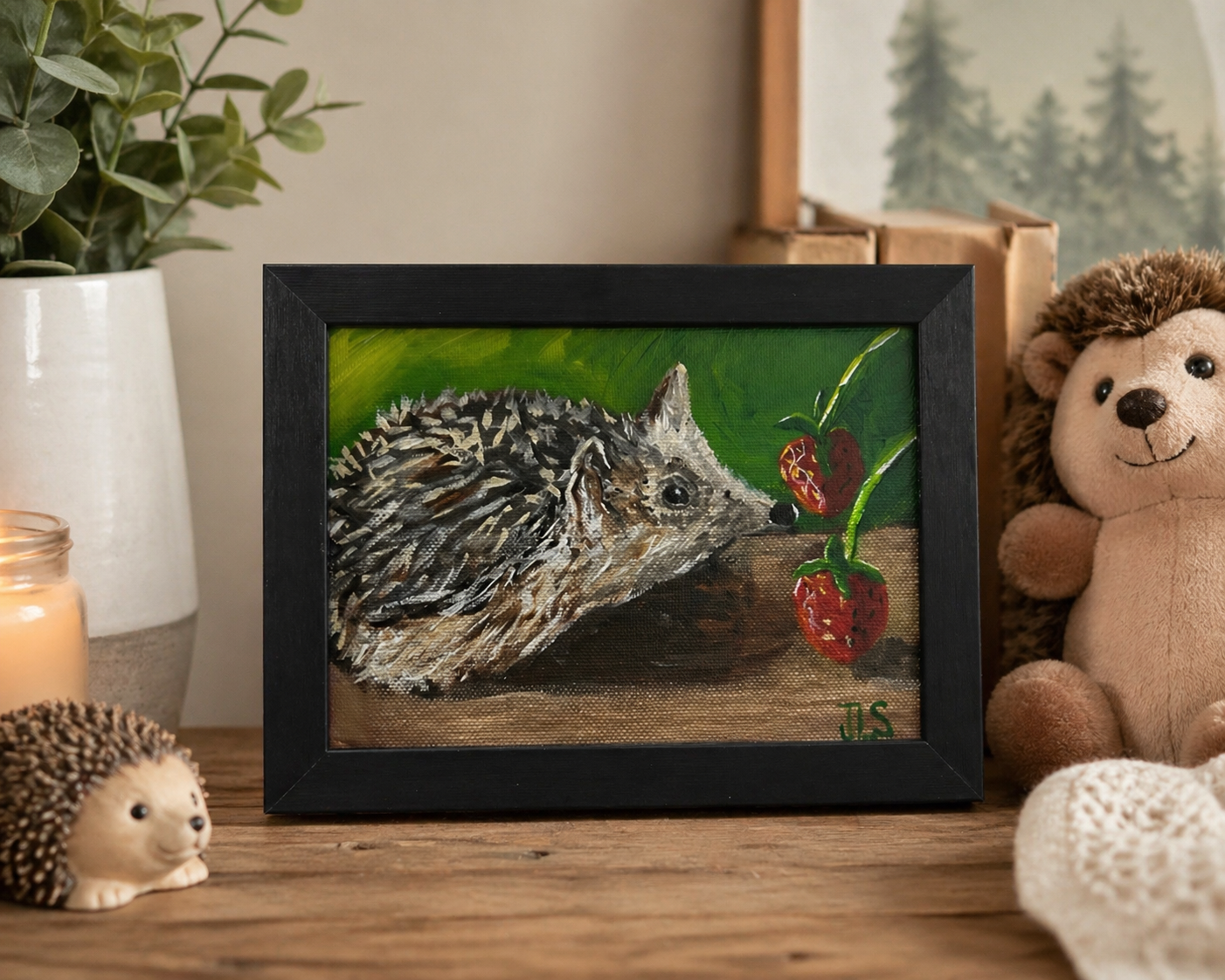 8833D81F-69DA-4855-AF70-55B581575E8C.png Close view of hedgehog with textured fur reaching toward a strawberry