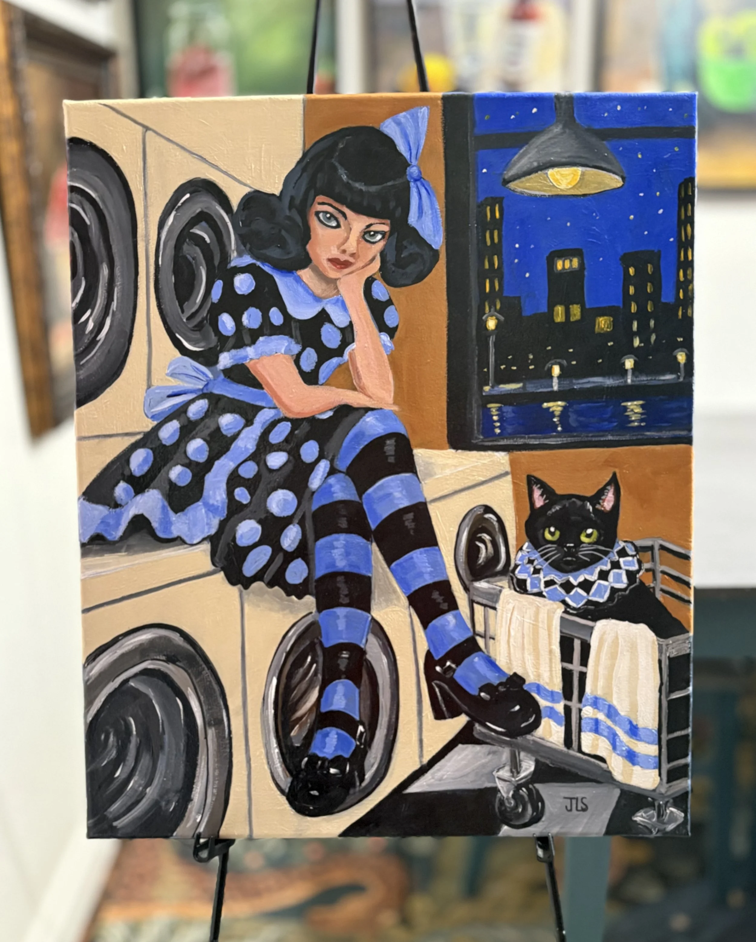 Delilah & Jasper — Spin Cycle Blues 20 x 24”