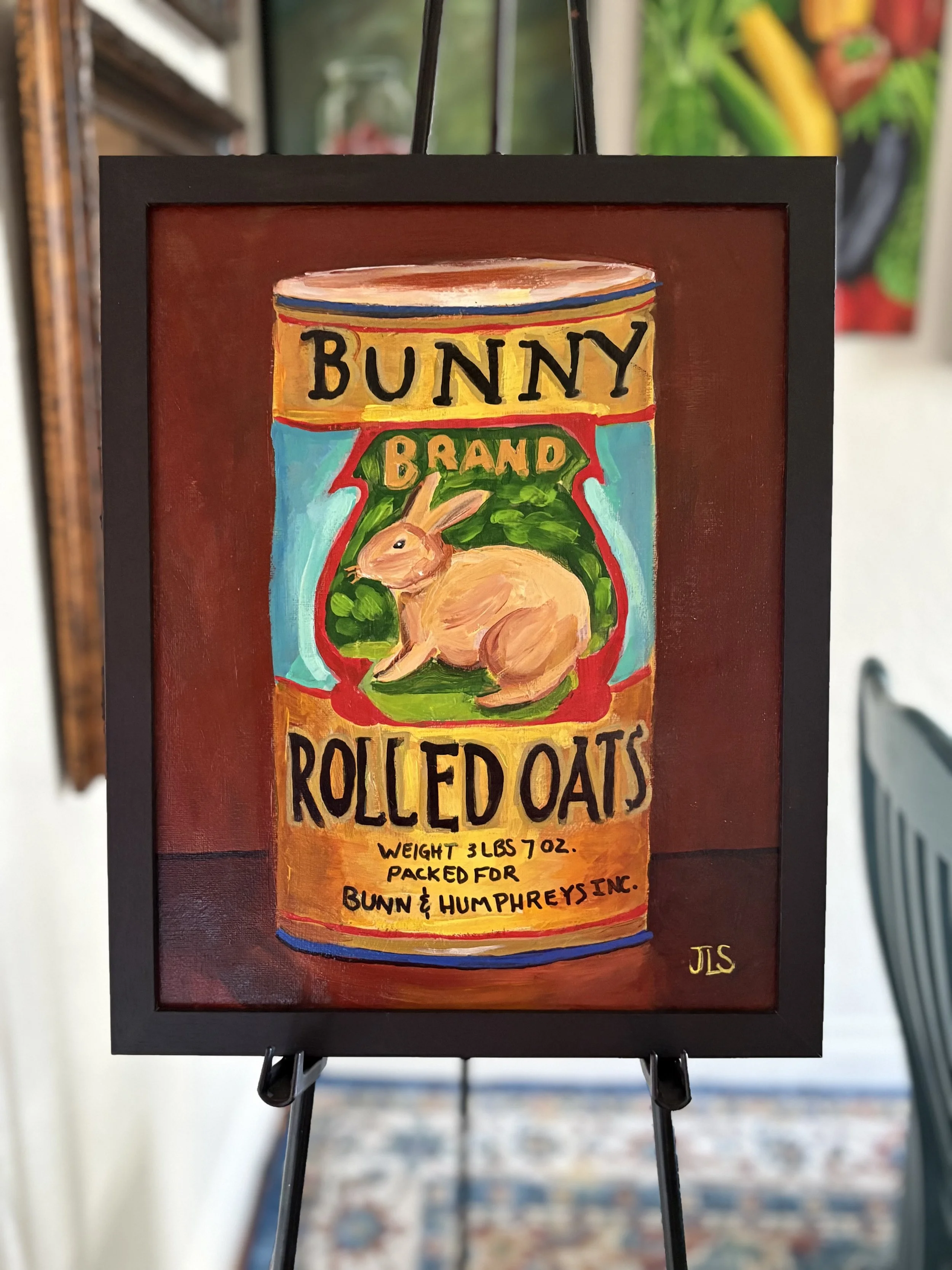 Vintage Bunny Brand Rolled Oats Painting Framed 11” x 14” FREE SHIPPING
