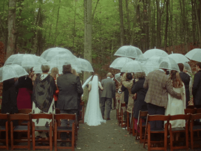 Upstate New York Wedding Portrait Bride and Groom under umbrella
