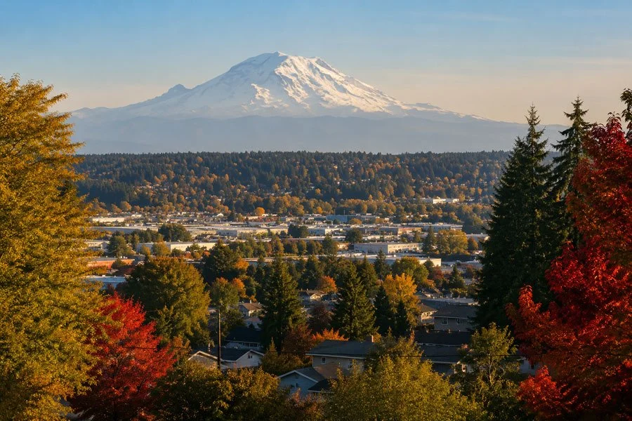 Mount Rainier overlooking Auburn, Washington, where Massey Remodel + Design provides kitchen remodeling services.