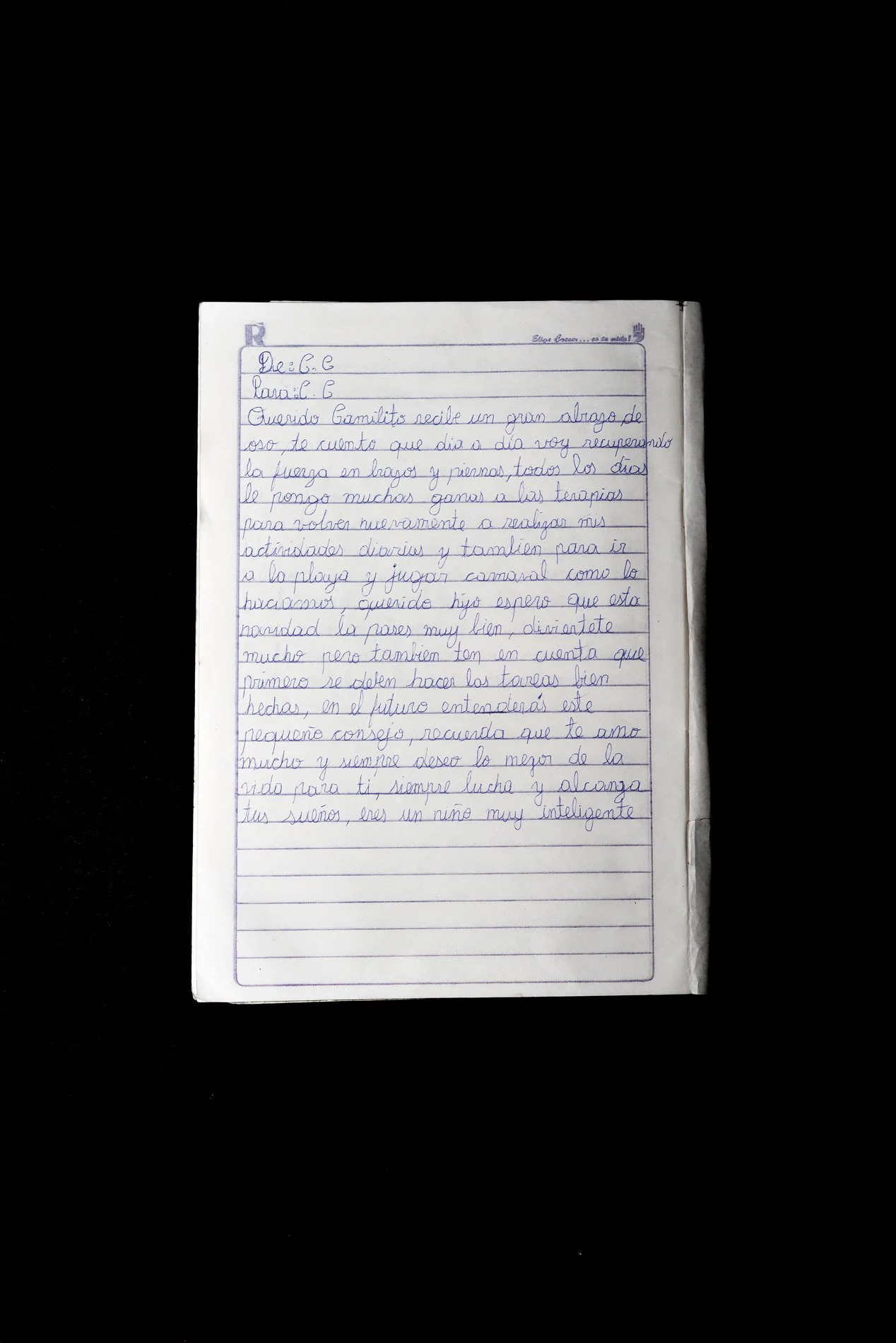 Una carta de cariño de Carlos a su hijo