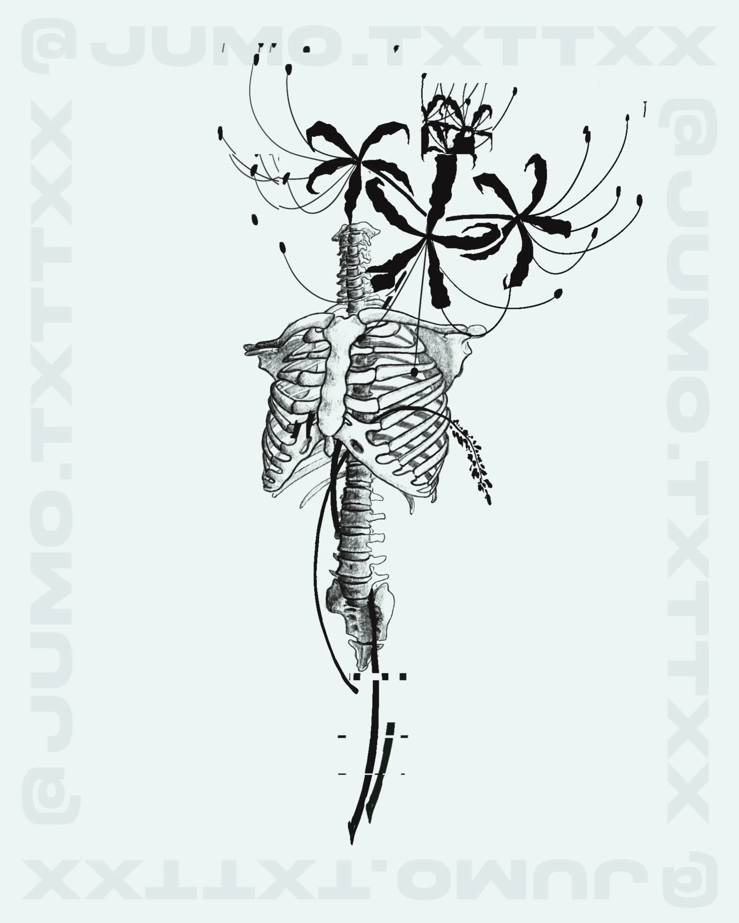 "SPIDERLILLY x bones" -- 5.5 inch min. -- $650