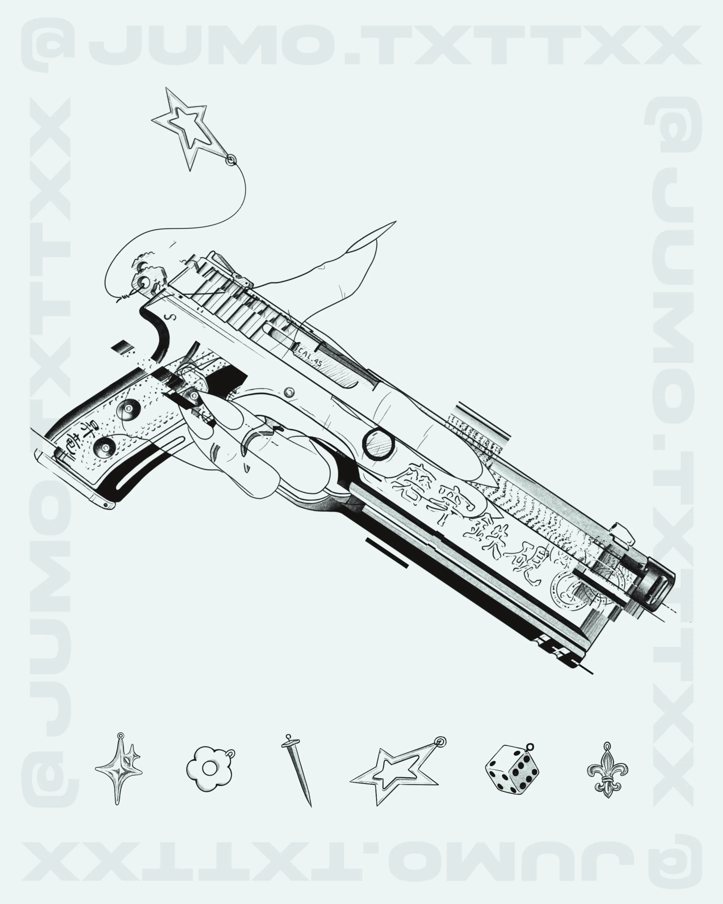 KONGOU x handgun--5 in min.-- $1200 (5-6 hours)--customizable charm