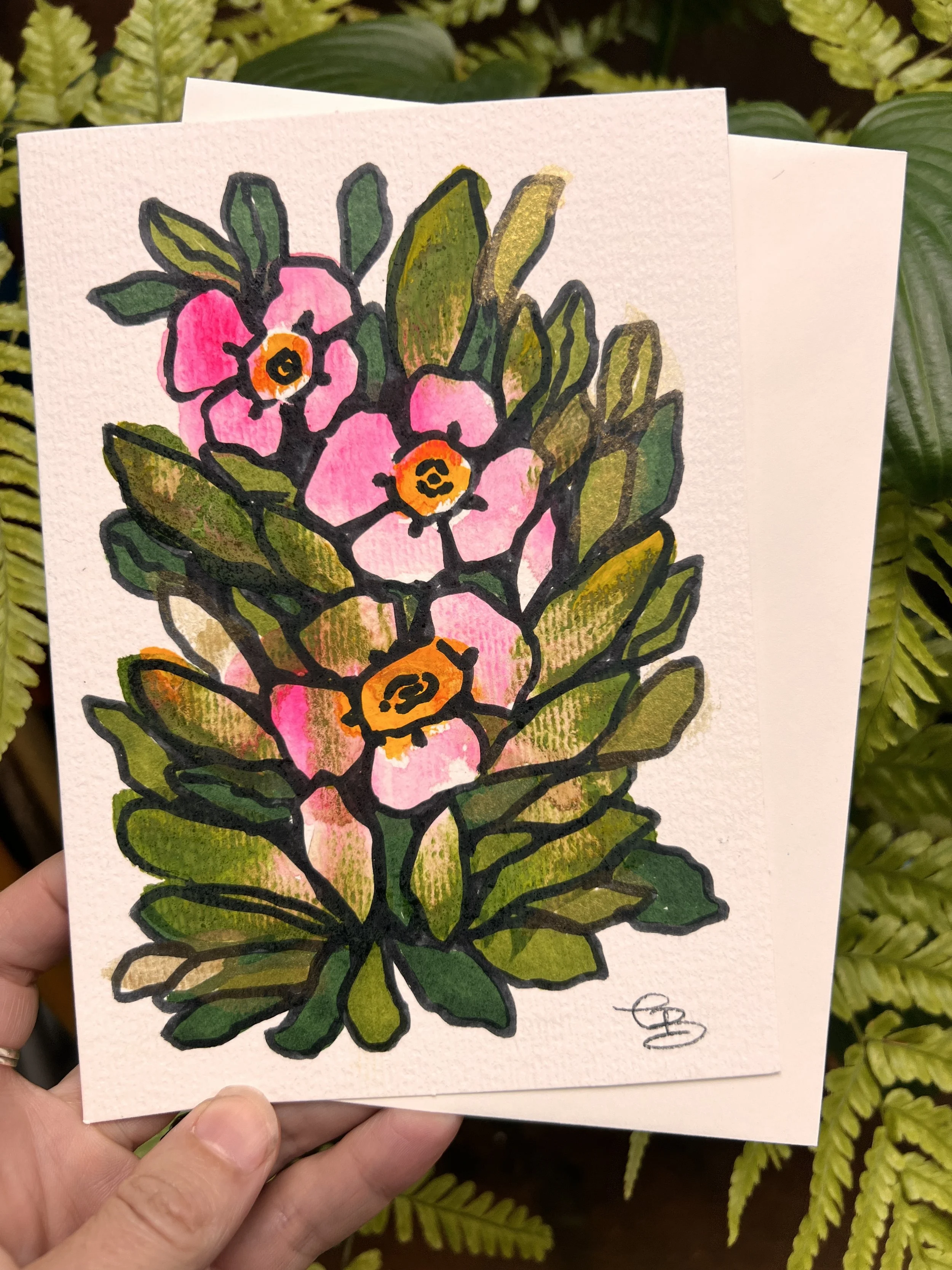 hand painted greeting card 5x7