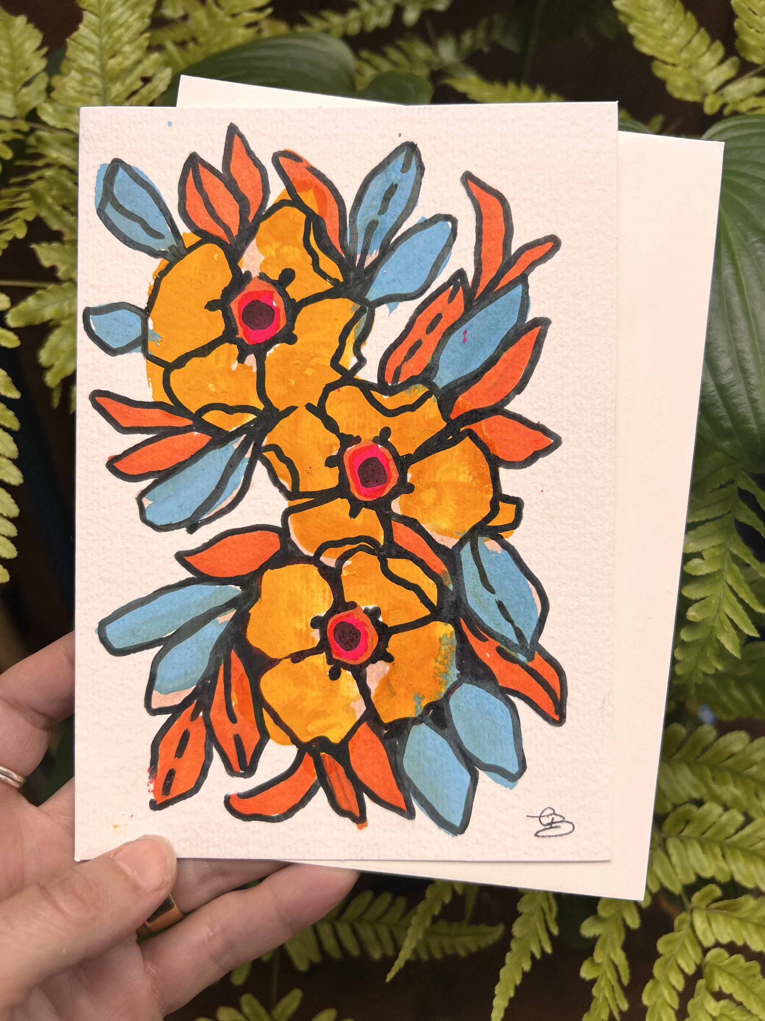 hand painted greeting card 5x7