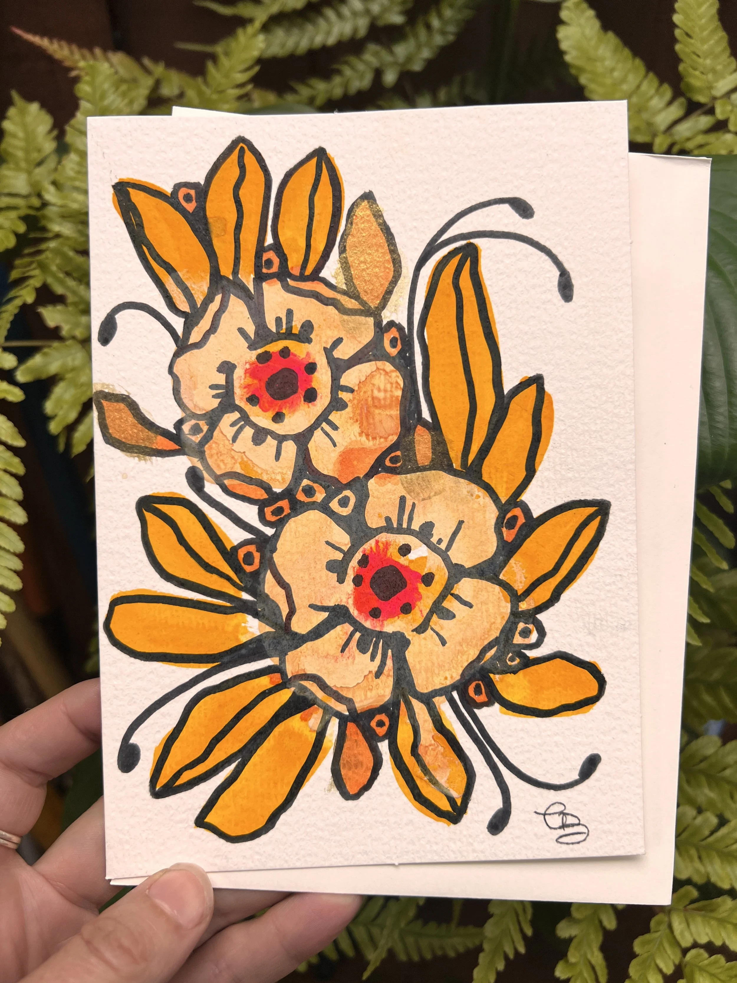 hand painted greeting card 5x7