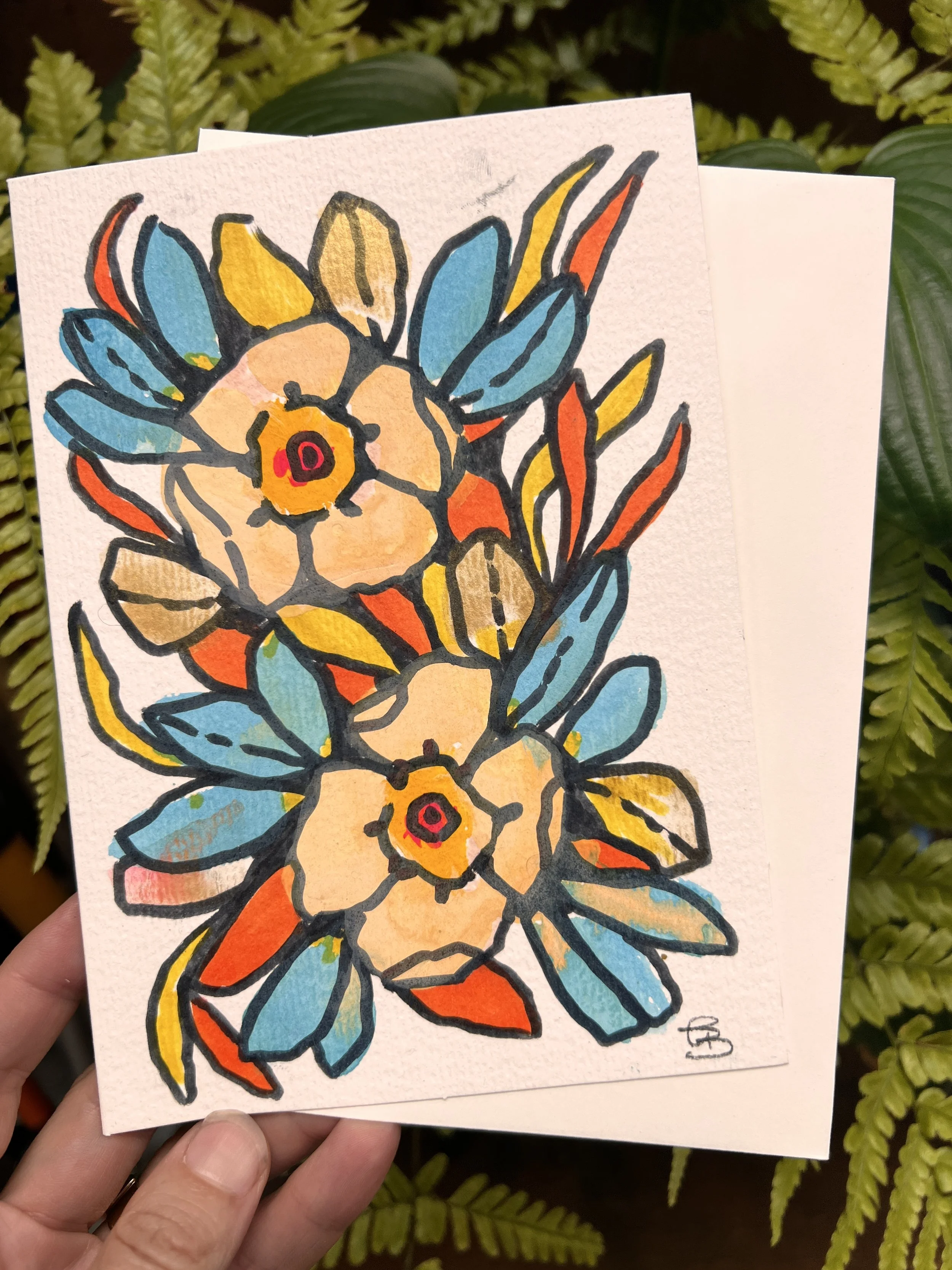hand painted greeting card 5x7