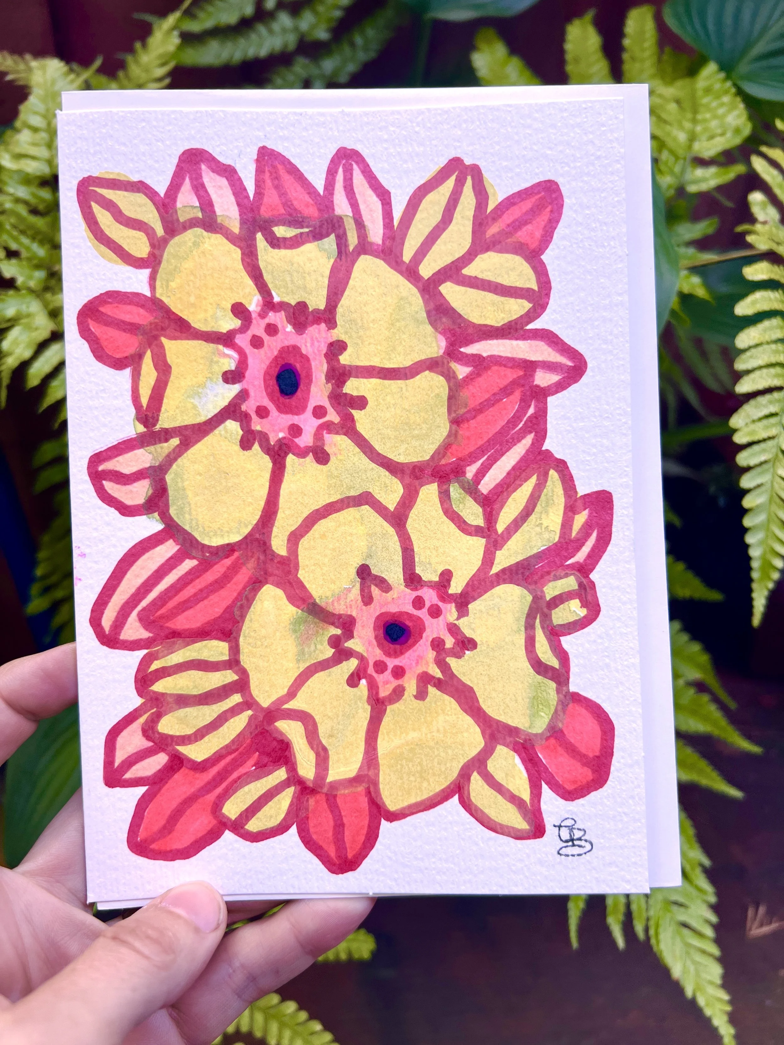 hand painted greeting card 5x7