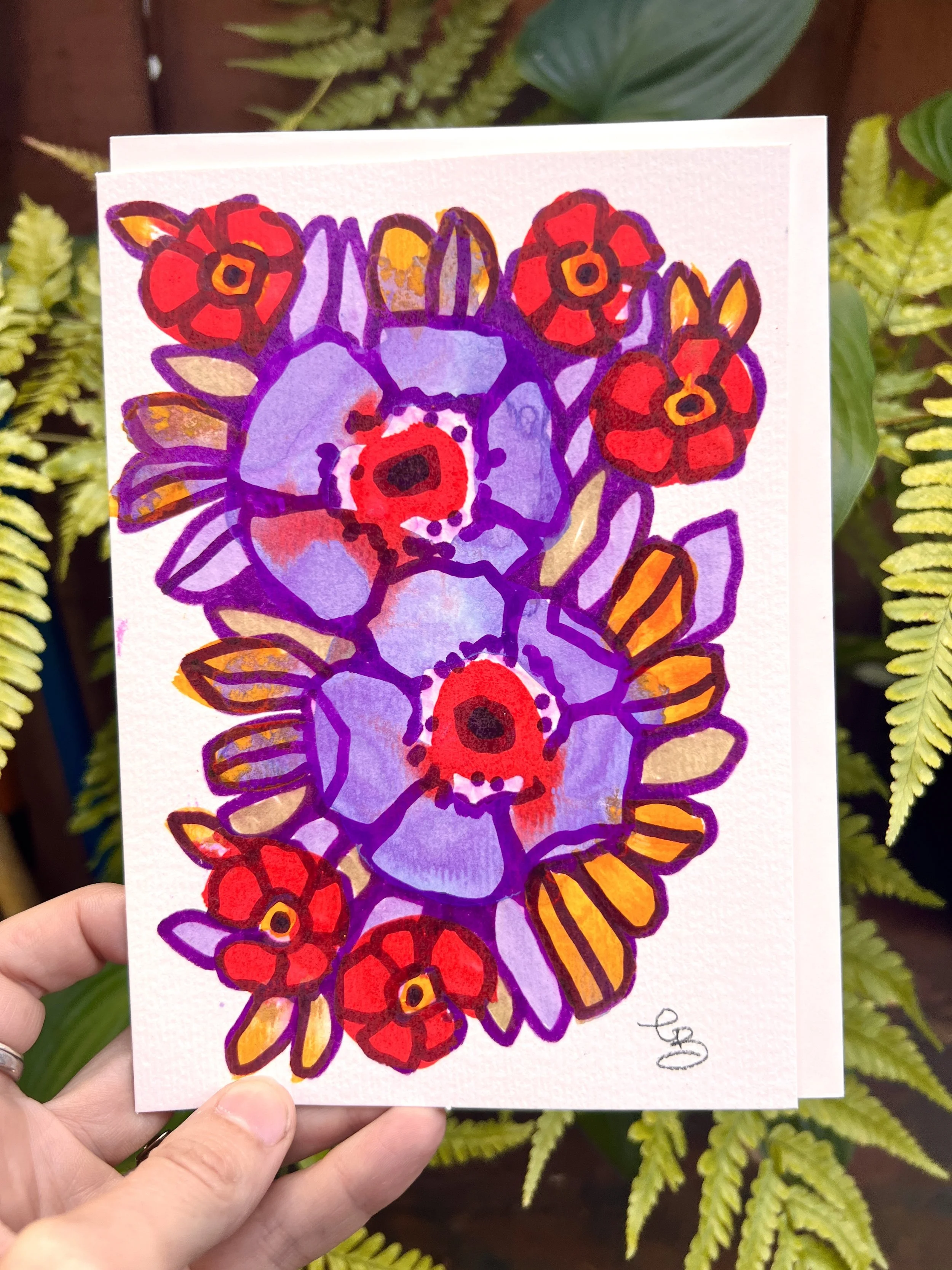 hand painted greeting card 5x7