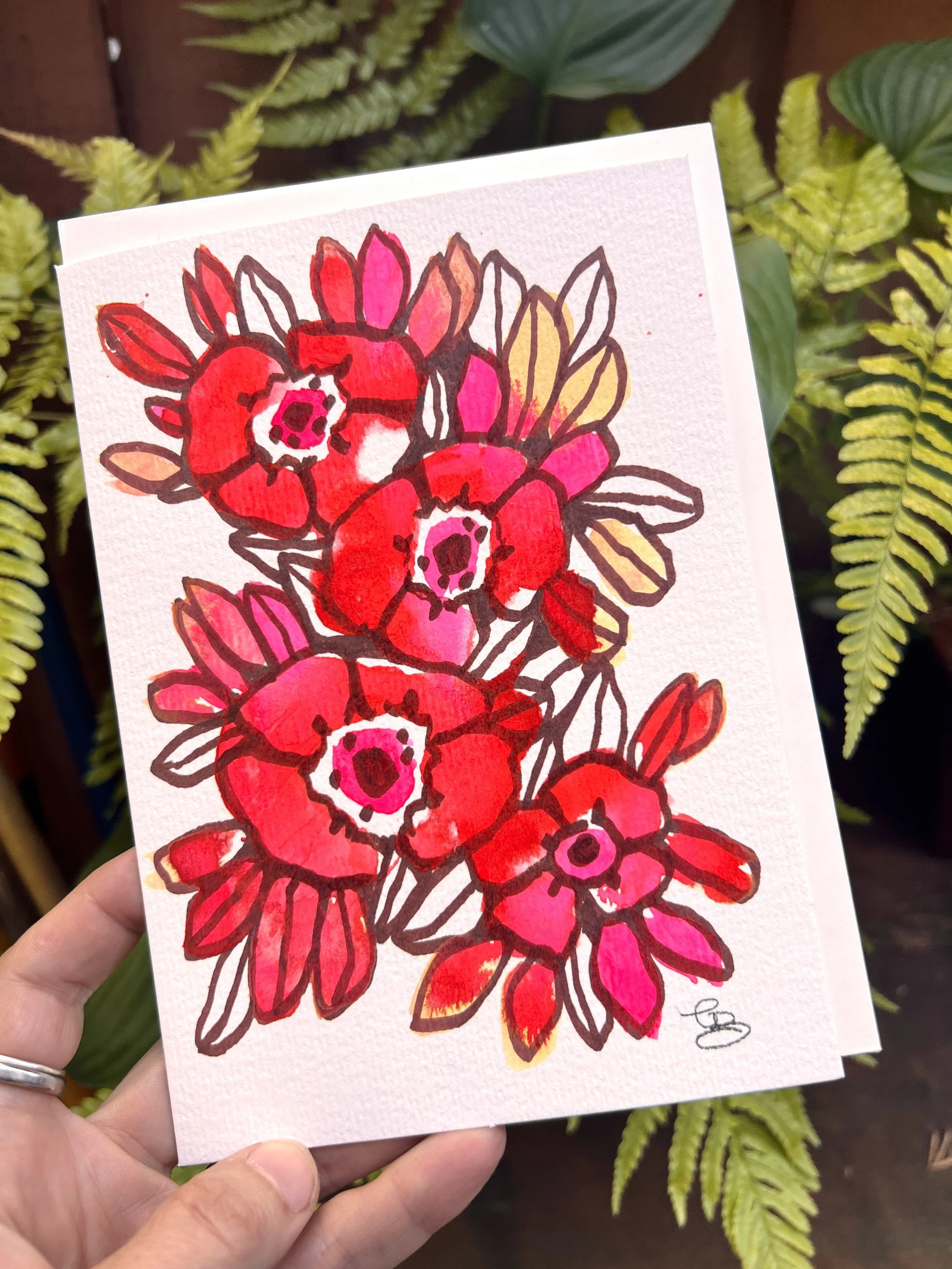 hand painted greeting card 5x7